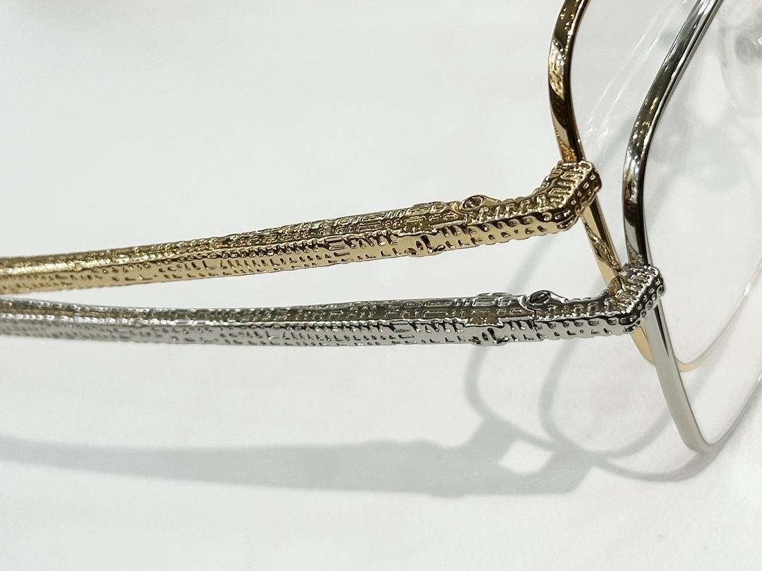 Chanel Luxury Square Metal Eyeglasses - Textured Temple Design