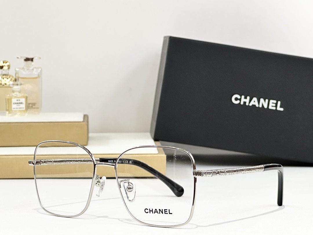 Chanel Luxury Square Metal Eyeglasses – Textured Temple Design