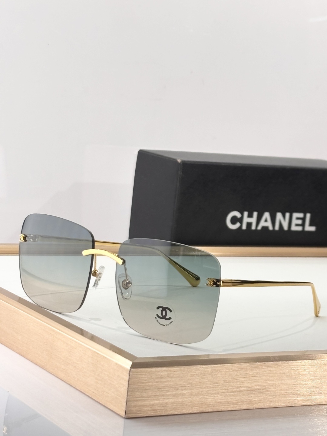 Chanel Rimless Square Sunglasses - Elegant Gradient Eyewear for Women