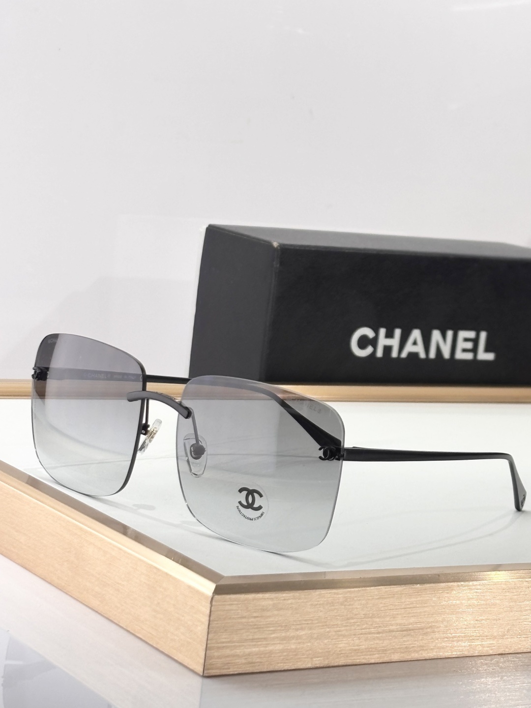 Chanel Rimless Square Sunglasses - Elegant Gradient Eyewear for Women