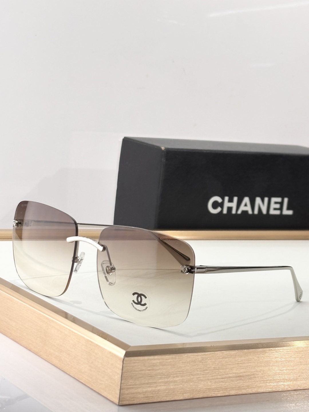 Chanel Rimless Square Sunglasses - Elegant Gradient Eyewear for Women