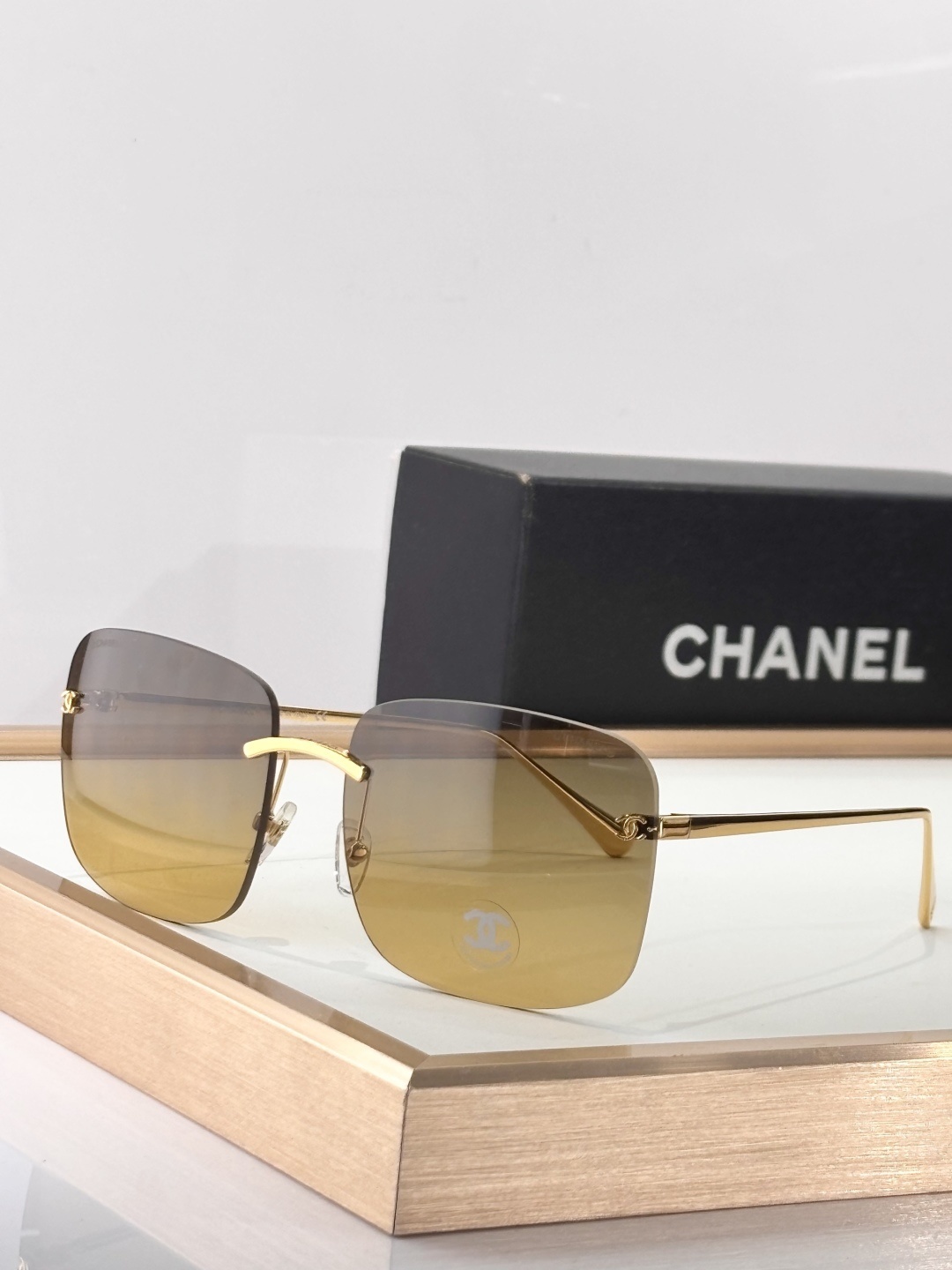 Chanel Luxury Rimless Square Sunglasses – Gradient Fashion Eyewear