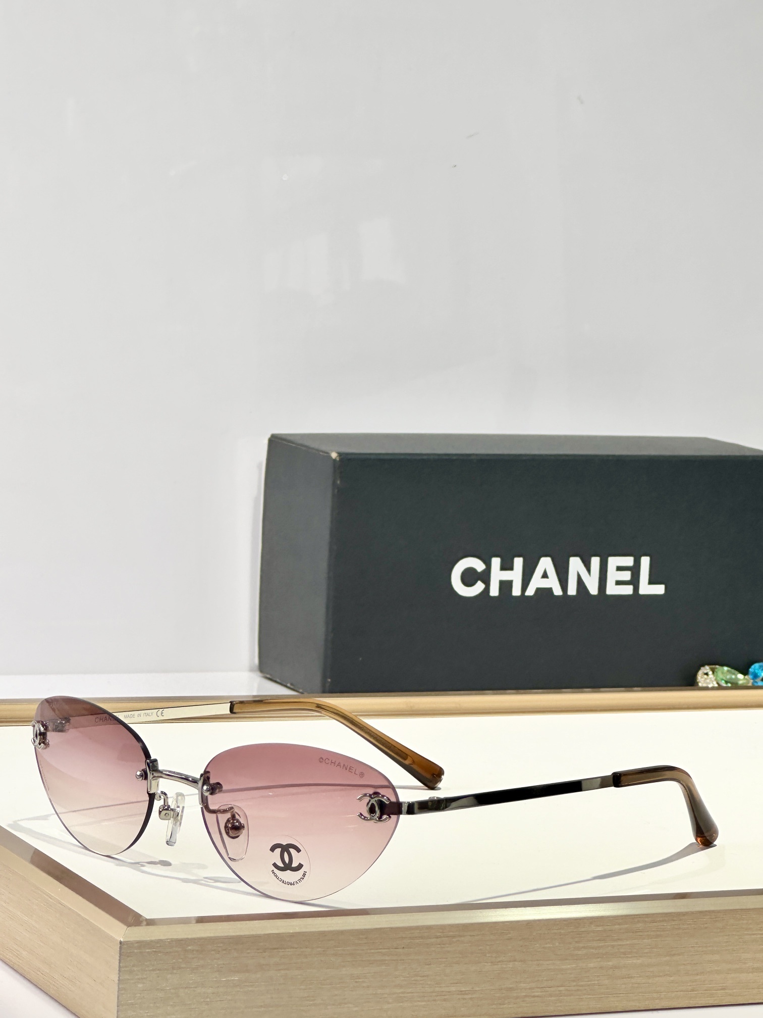 Chanel Luxury Rimless Butterfly Sunglasses - Iconic CC Logo