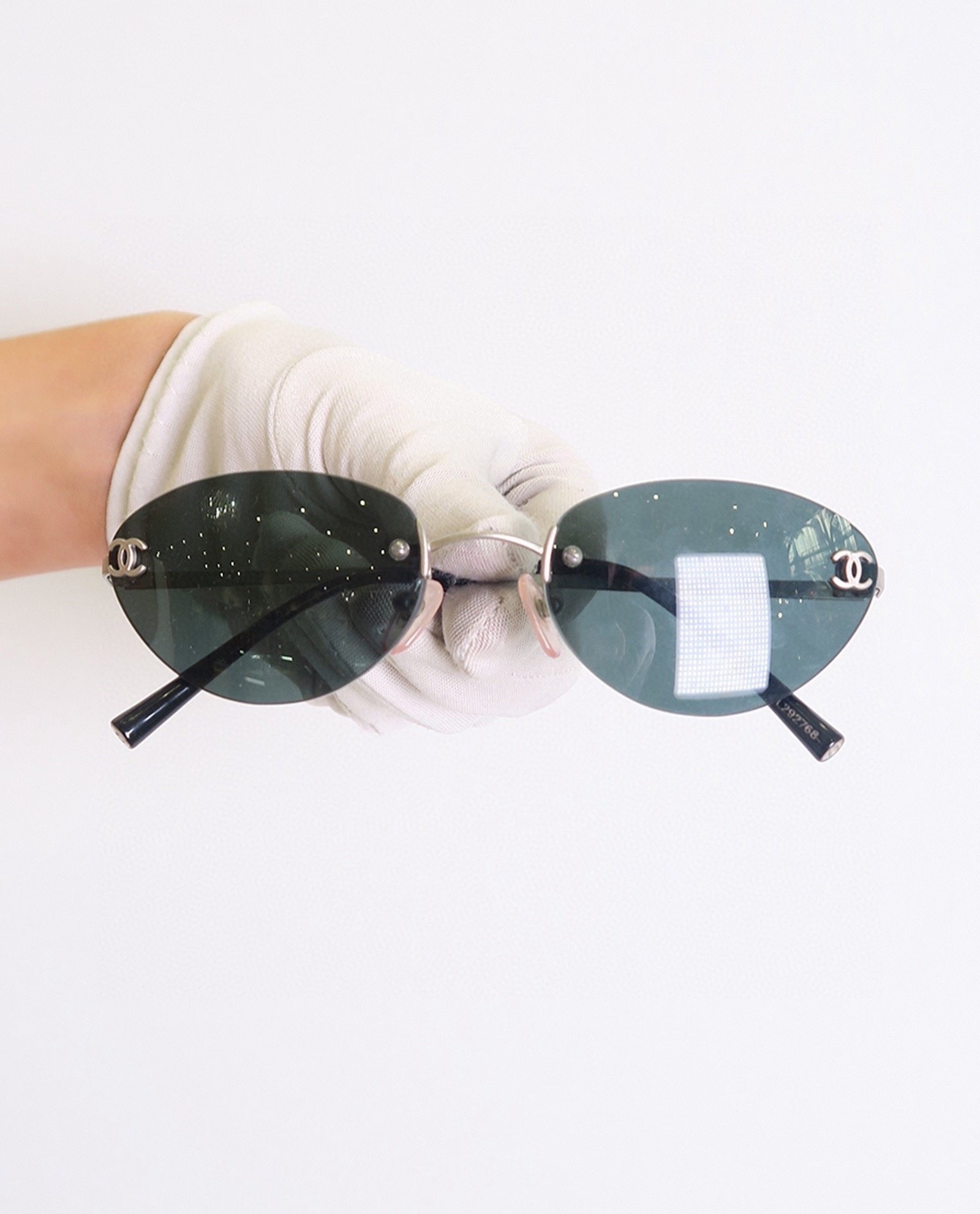 Vintage Chanel Rimless Oval Sunglasses - Y2K Tinted Luxury Eyewear