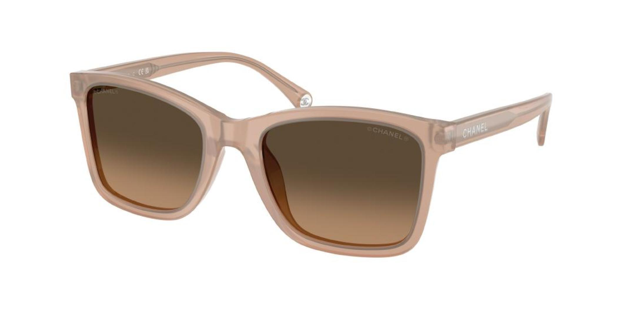 Chanel Square Sunglasses in Translucent Peach with Gradient Lenses