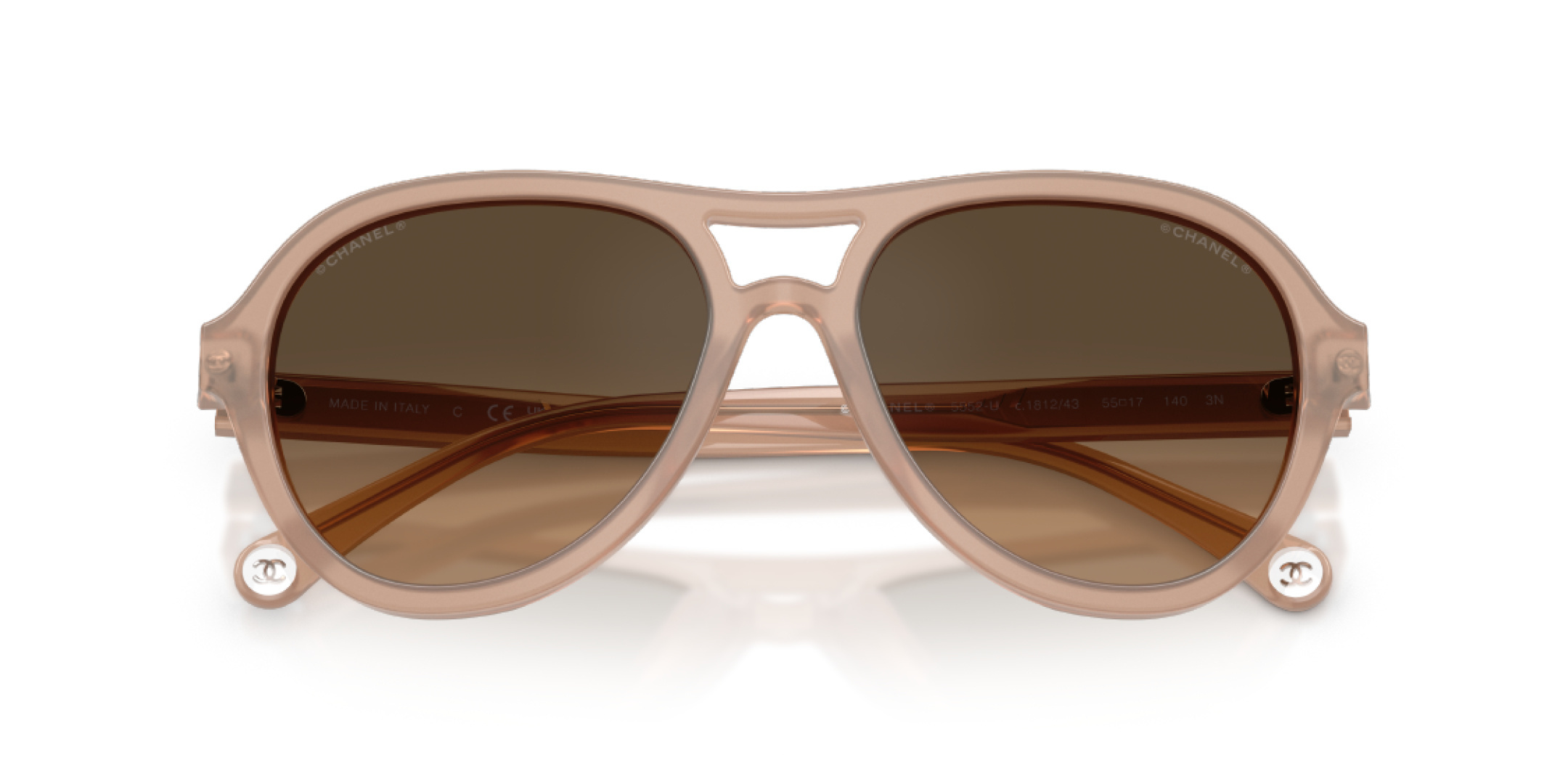 Chanel Luxury Pink Acetate Aviator Sunglasses with Brown Gradient