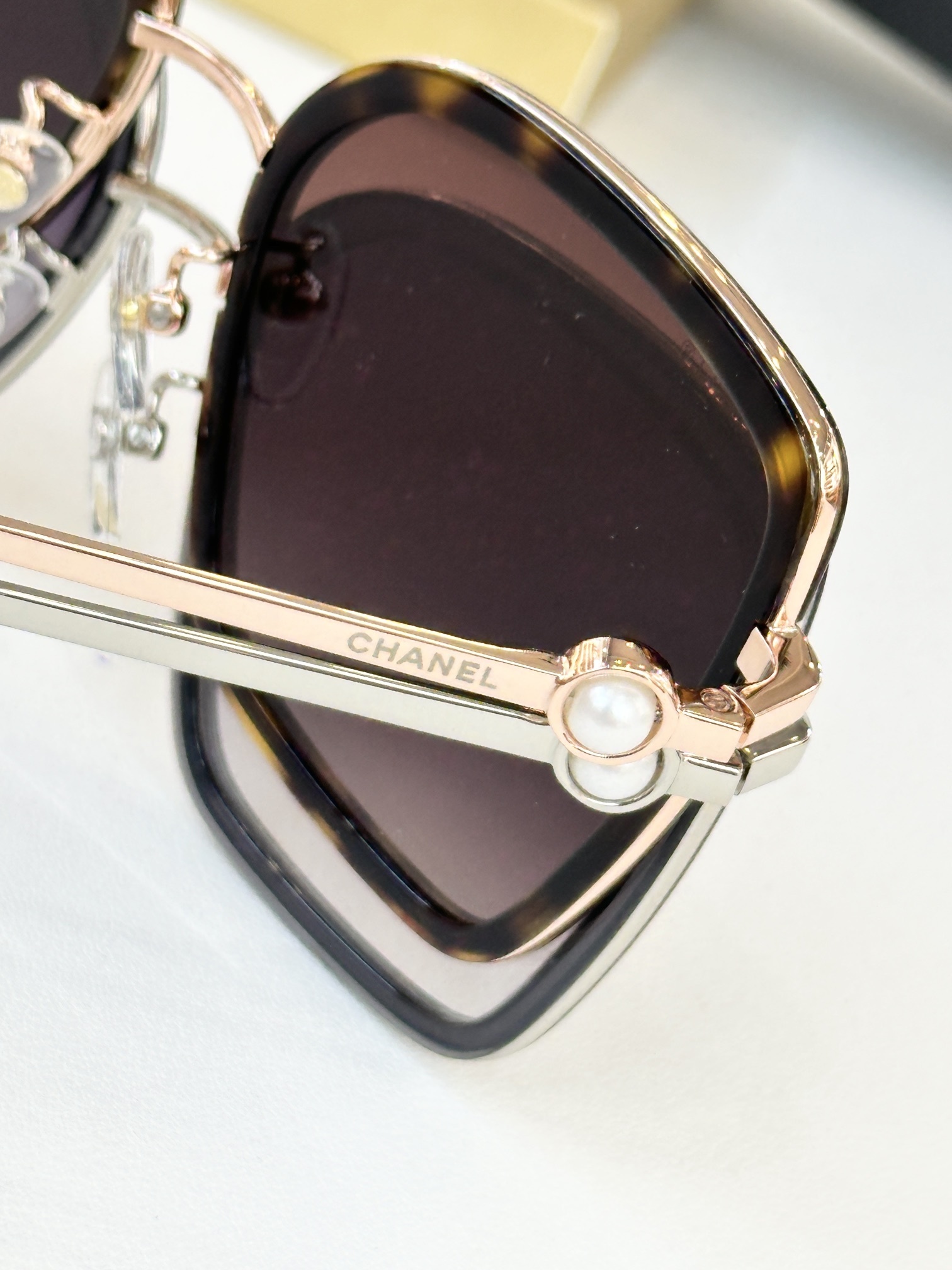 Chanel Luxury Oversized Square Sunglasses with Pearl Details