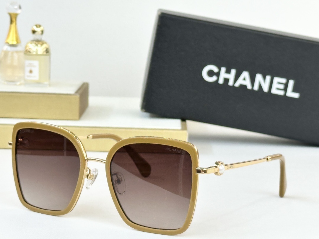 Chanel Luxury Oversized Square Sunglasses with Pearl Details