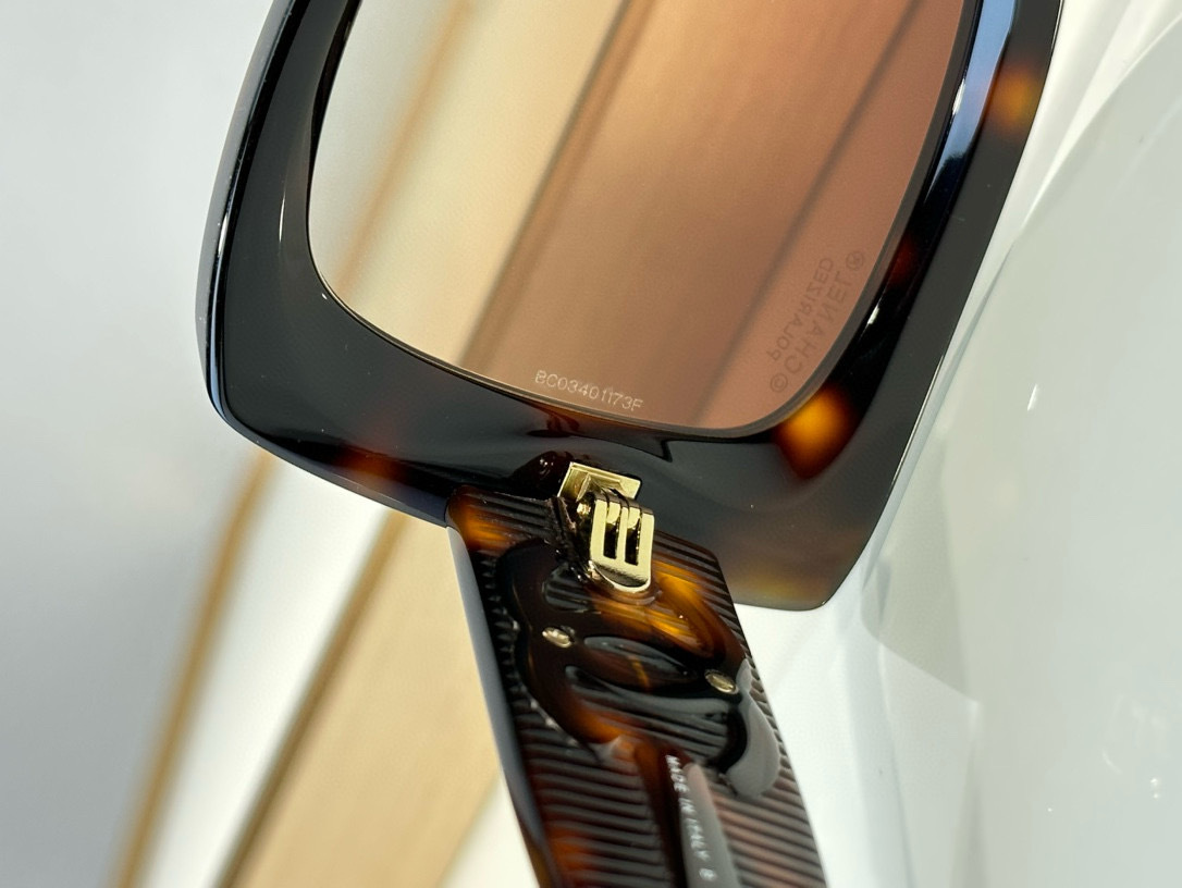 Chanel OCH5494A Oversized Square Sunglasses - Black Gold CC Polarized