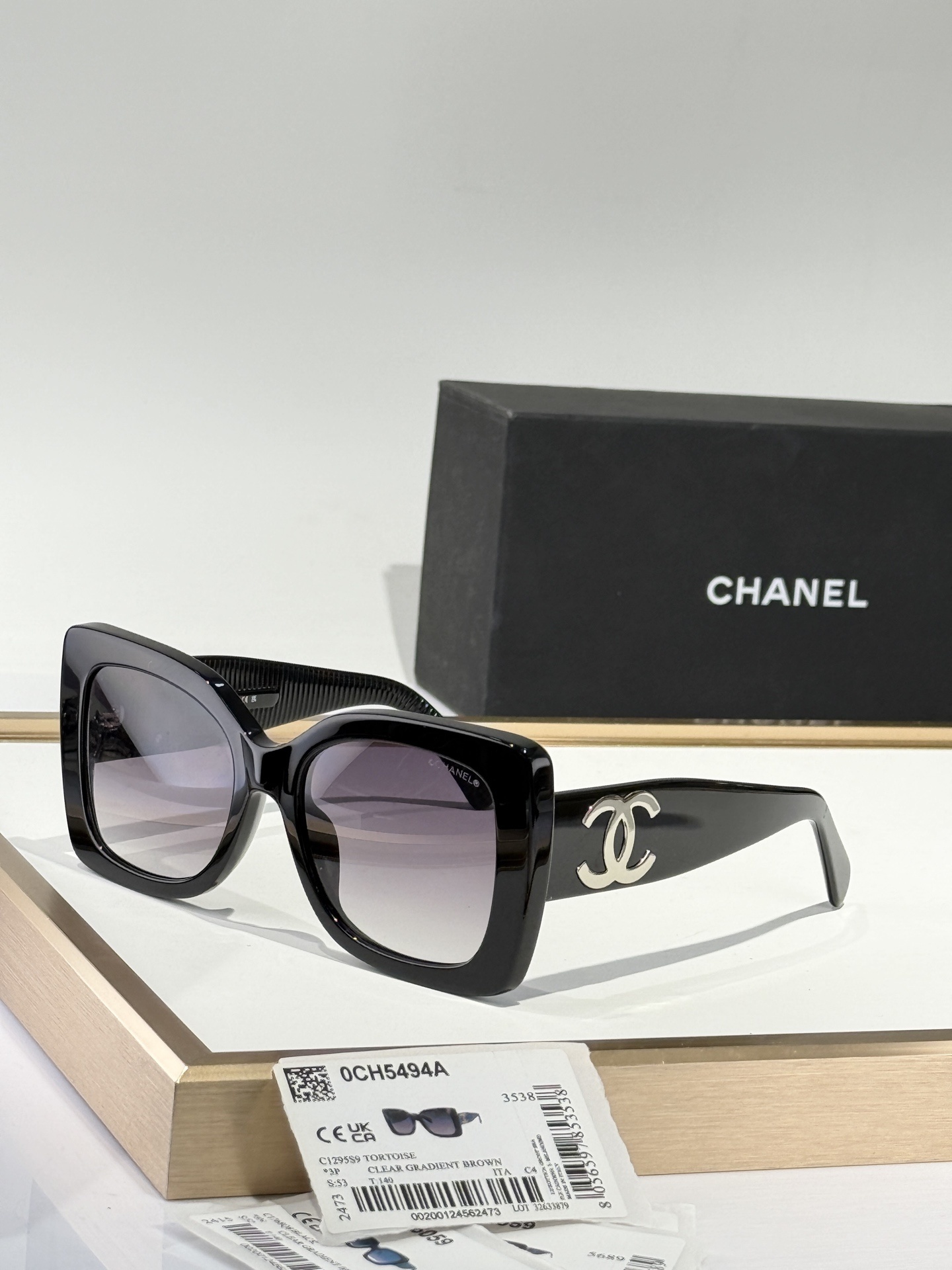 Chanel OCH5494A Oversized Square Sunglasses - Black Gold CC Polarized