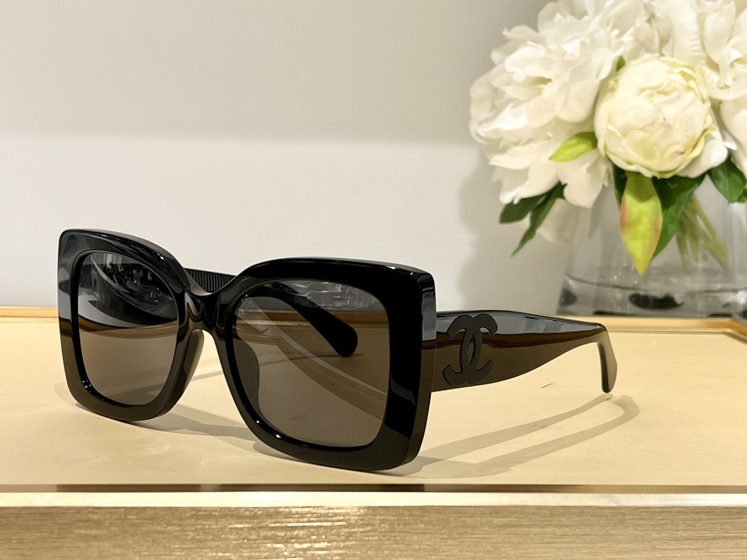 Chanel 5494 Black Square Sunglasses - Iconic CC Logo Luxury Eyewear