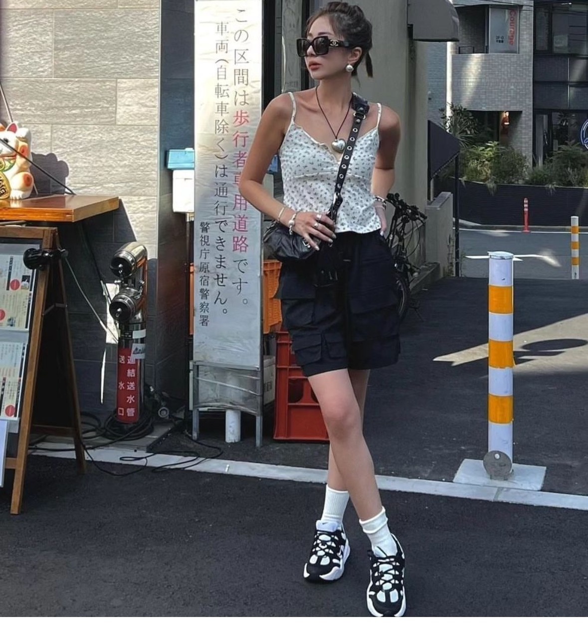 Luxury Oversized Square Black Sunglasses with Gold Logo Accent