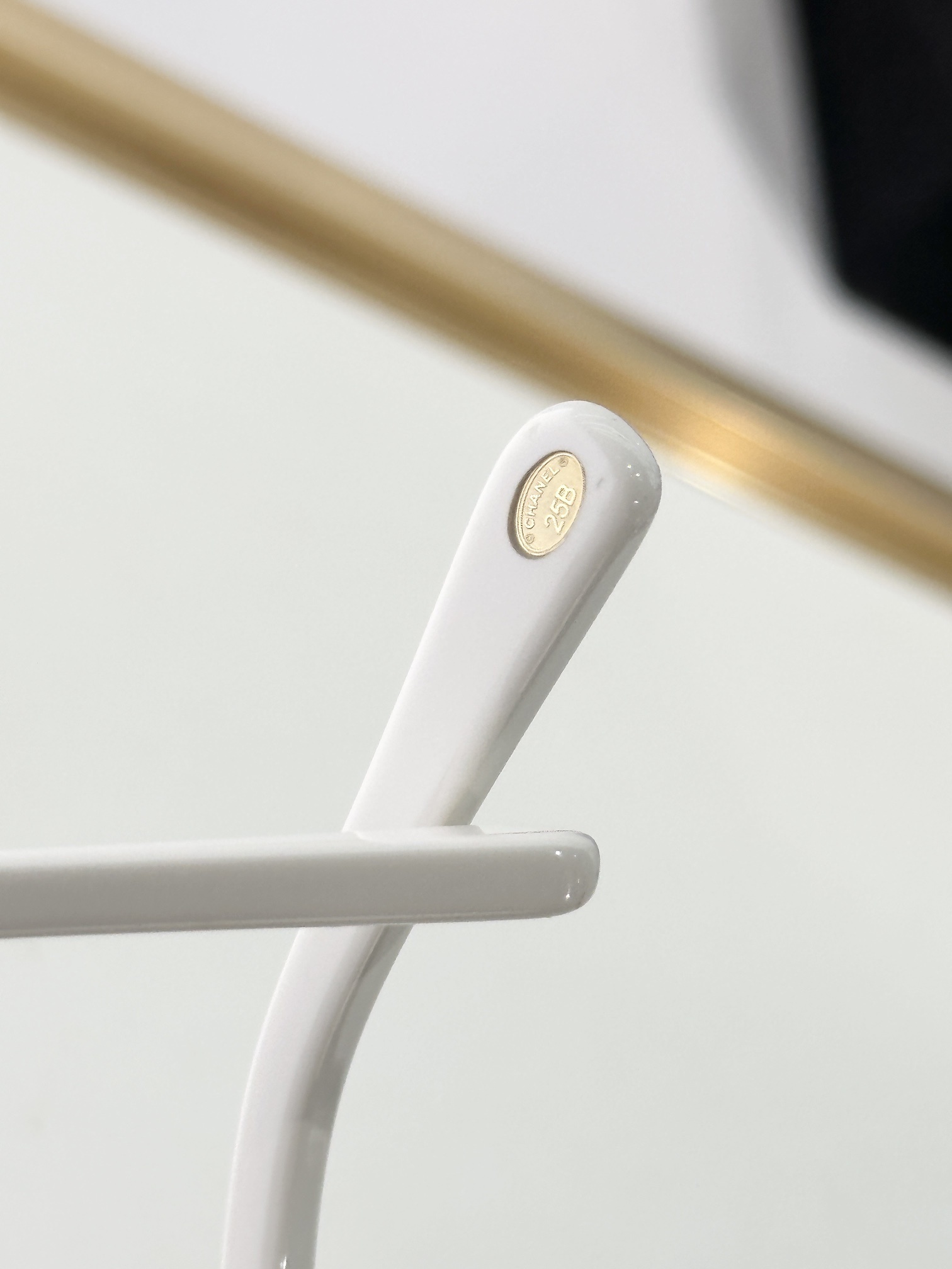 Chanel White Oval Sunglasses with Bow Detail & Gold CC Logo