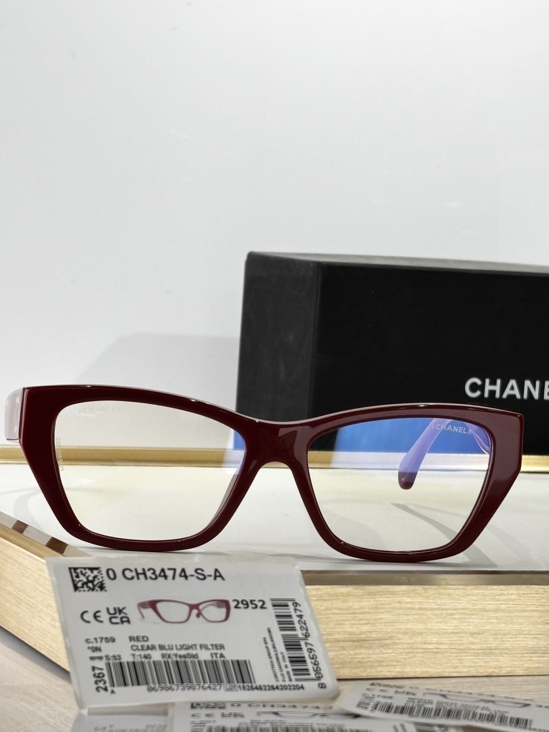 Chanel CH3474-S-A Luxury Cat-Eye Eyeglasses with Blue Light Filter