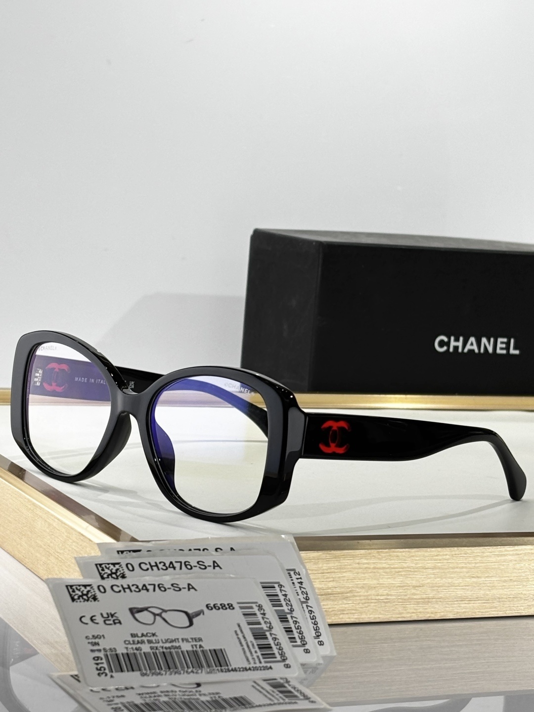 Chanel CH3476-S-A Luxury Square Eyeglasses - Blue Light Filter