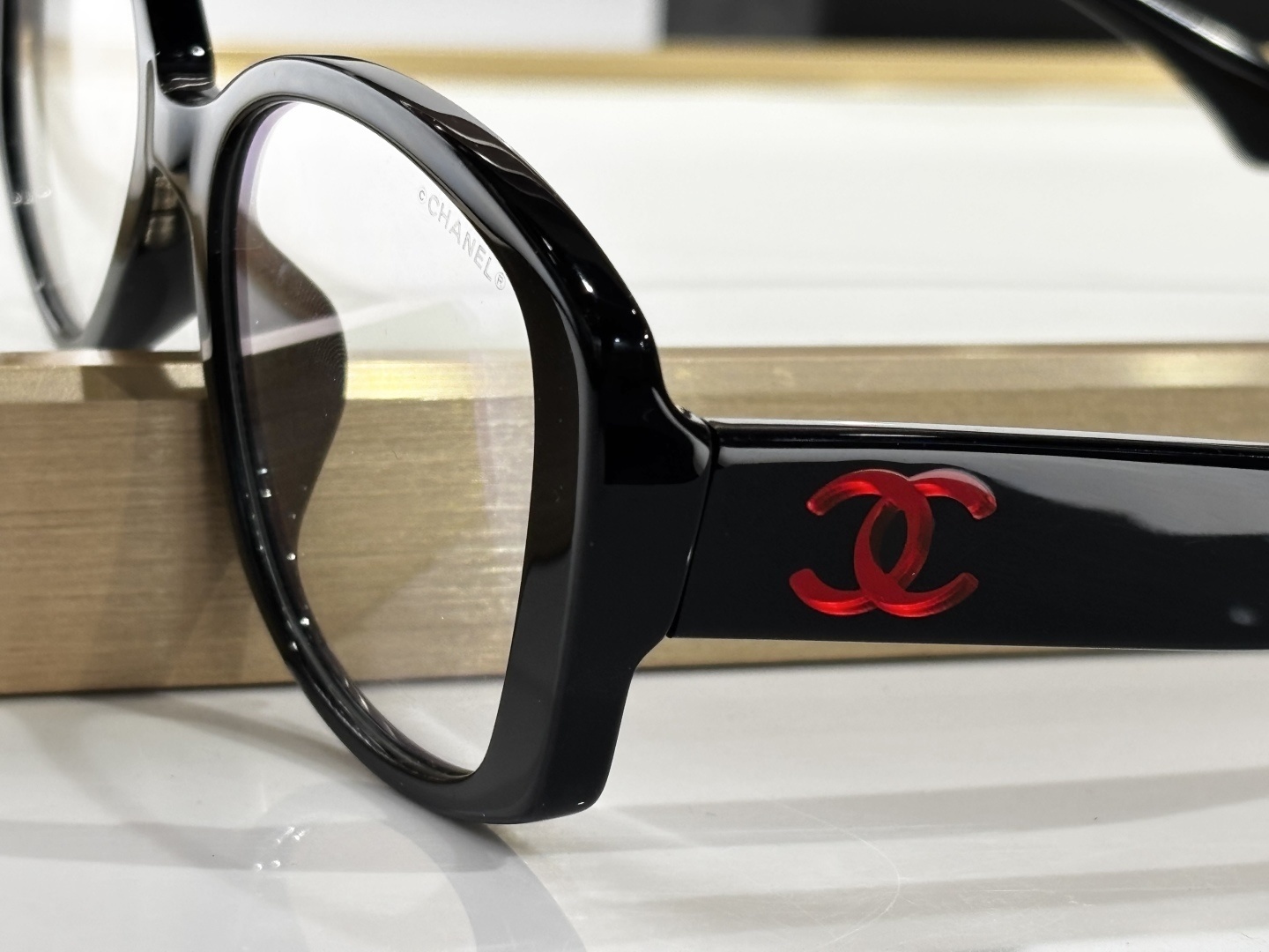 Chanel CH3476 Black Butterfly Eyeglasses with Red CC Logo