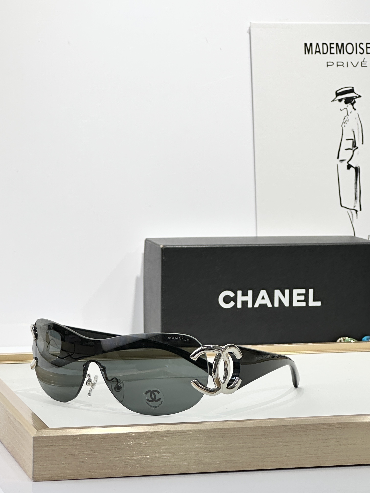 Chanel Luxury Shield Sunglasses with Iconic CC Logo Detail