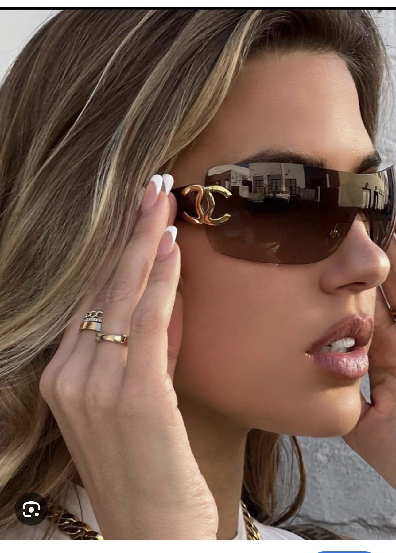 Chanel Y2K Rimless Shield Sunglasses with Gold CC Logo