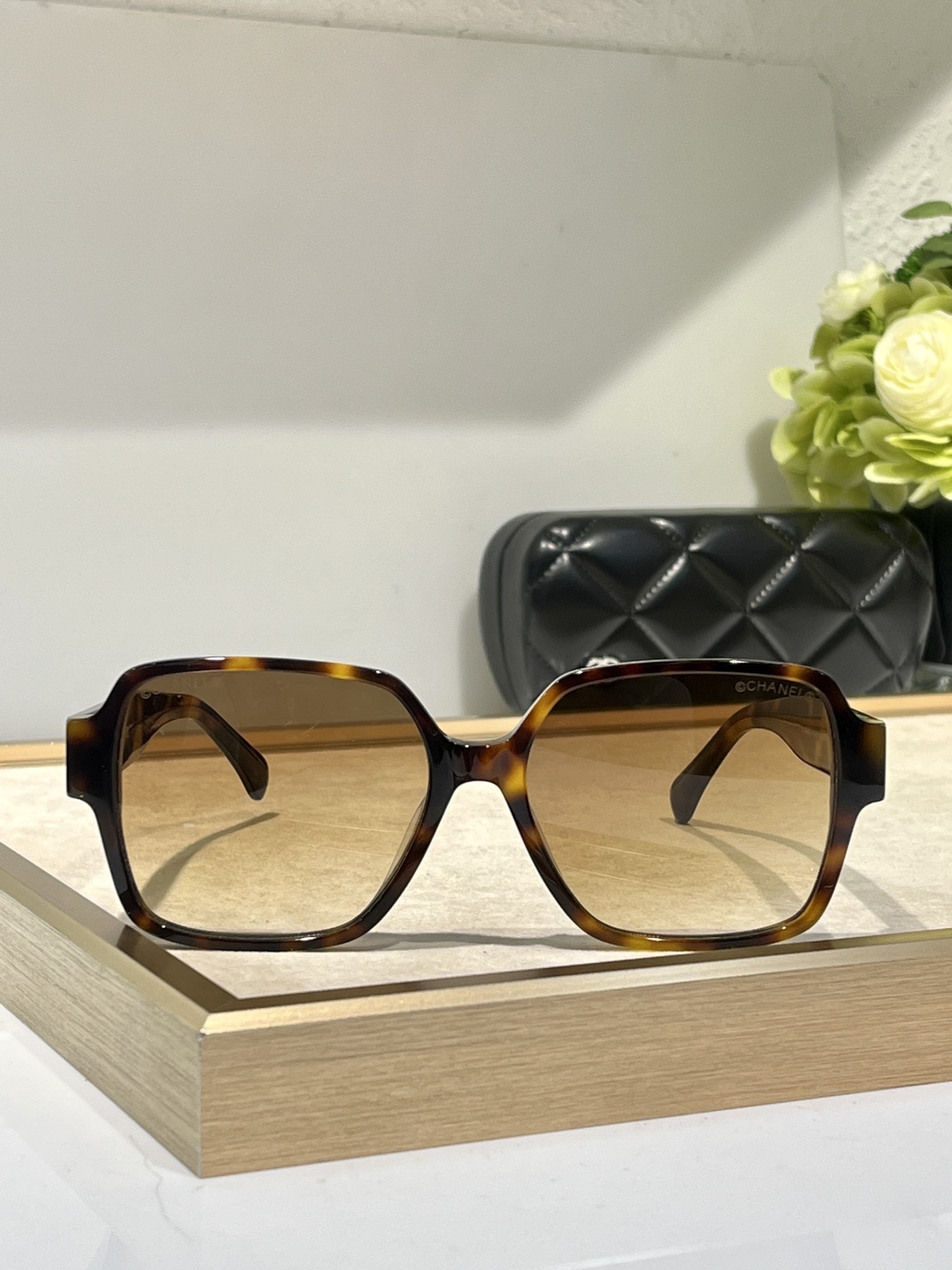Chanel Oversized Square Sunglasses - Tortoise & Brown Gradient