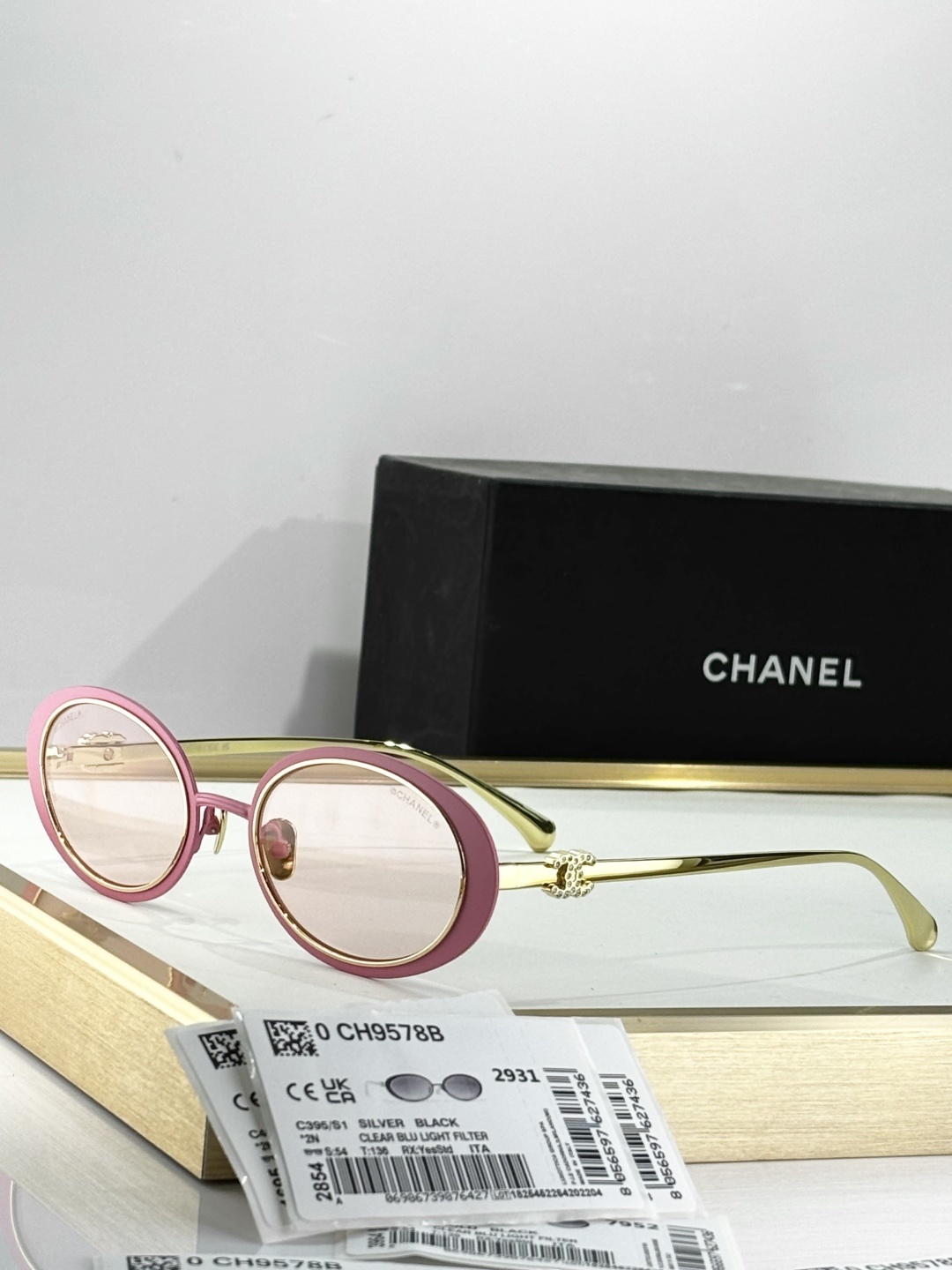 Chanel CH9578B Oval Sunglasses with Crystal CC Logo