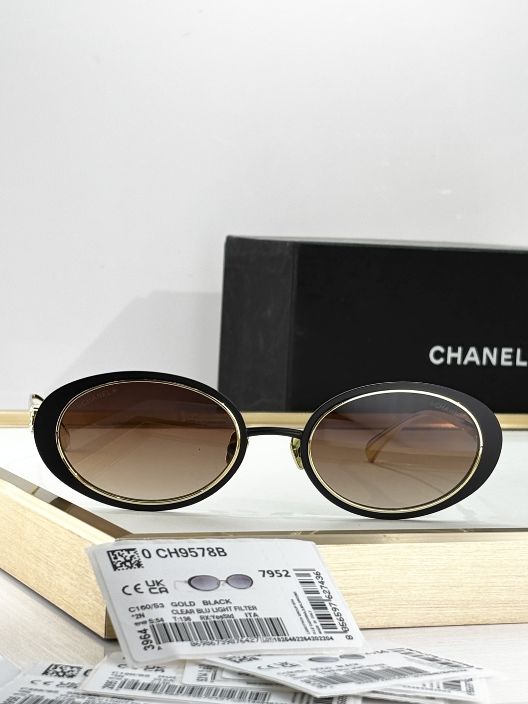Chanel CH9578B Oval Sunglasses with Blue Light Filter Lenses
