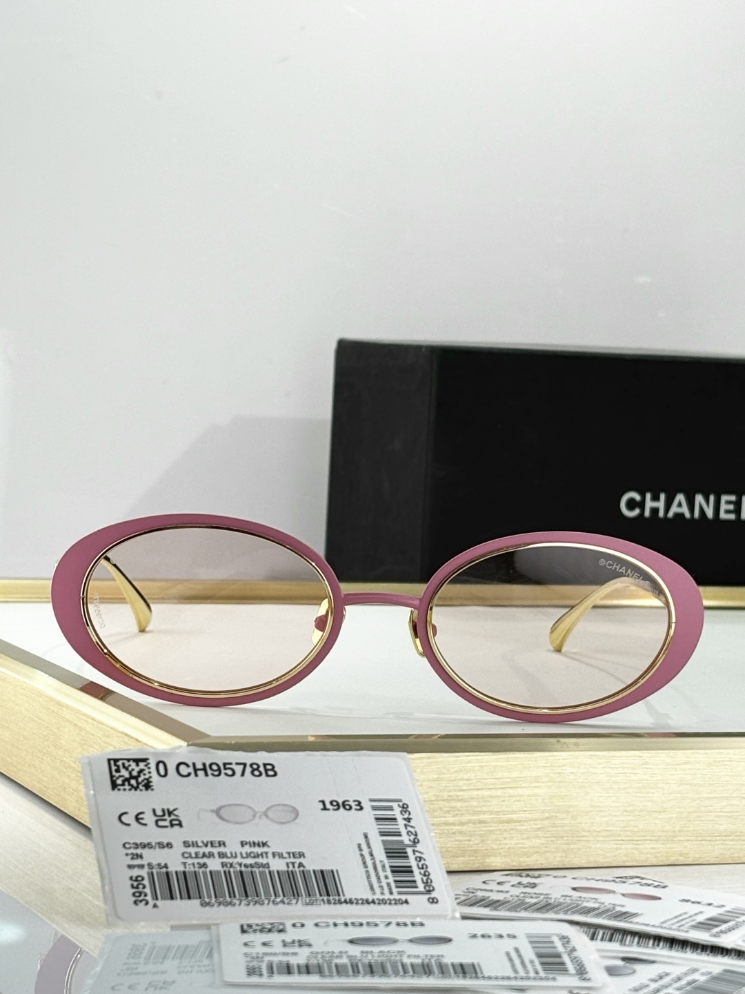 Chanel CH9578B Oval Sunglasses with Blue Light Filter Lenses