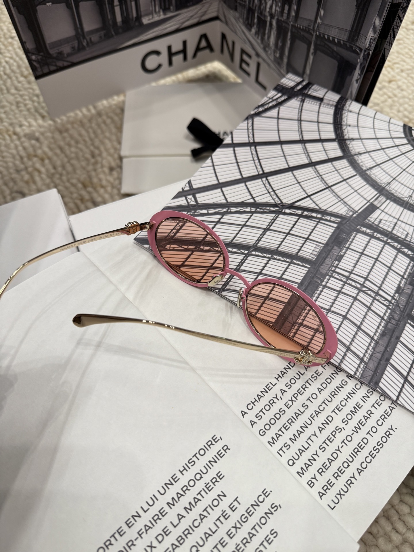 Chanel 9578B Oval Sunglasses - Pink & Gold Luxury Eyewear