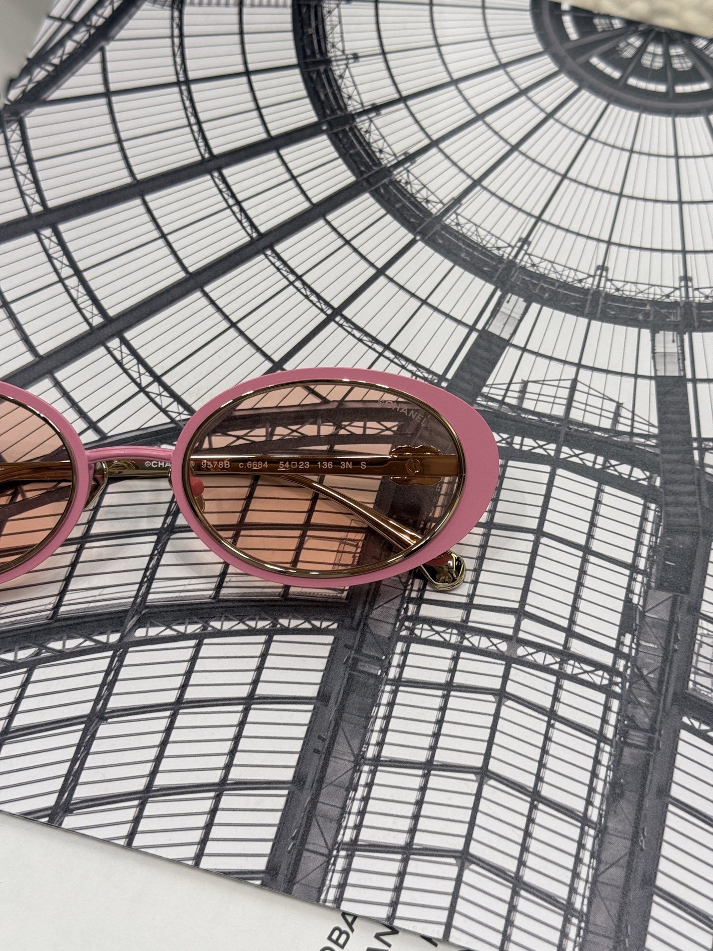 Chanel 9578B Oval Sunglasses - Pink & Gold Luxury Eyewear