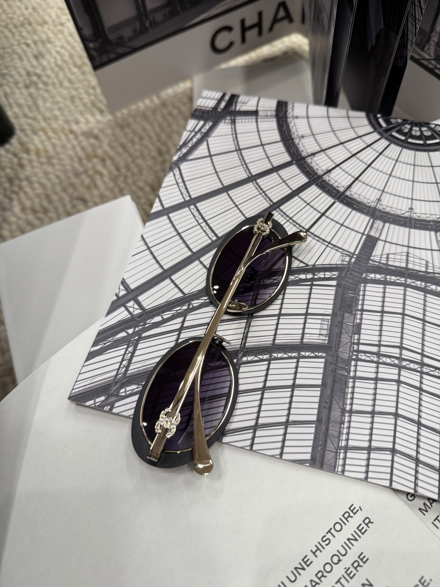 Chanel Luxury Oval Sunglasses - Black & Gold Metal with Gradient Lens