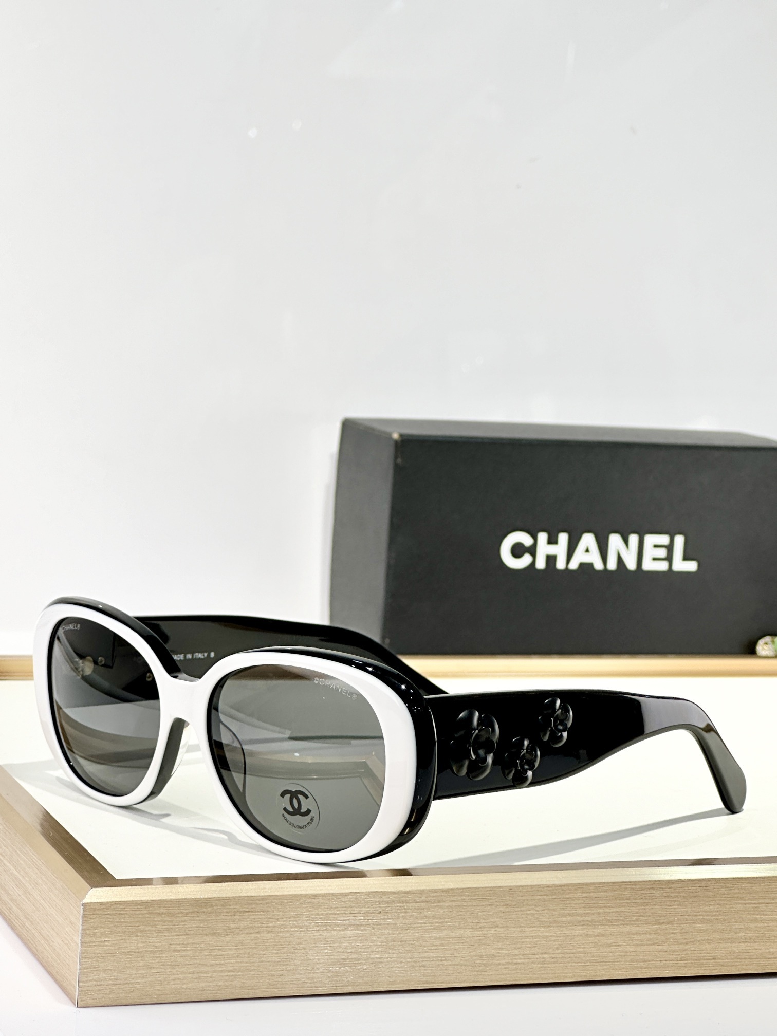Chanel Floral Camellia Oval Sunglasses - Luxury Women's Eyewear