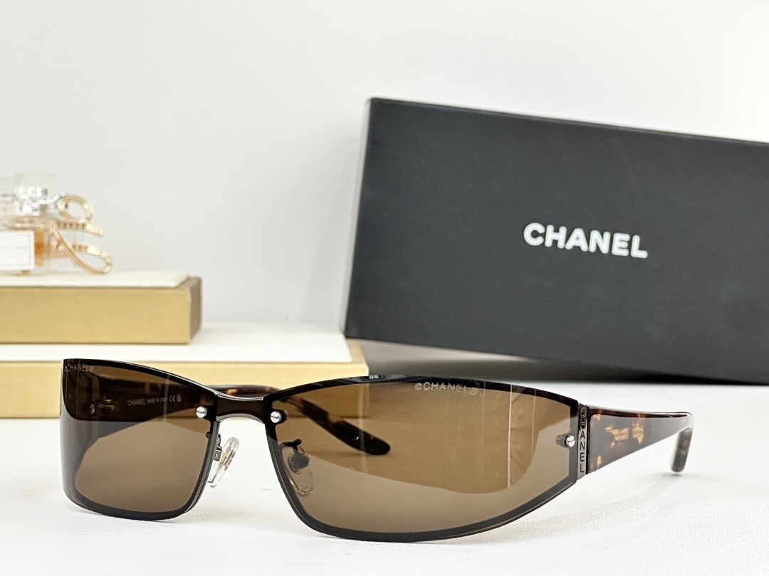 Chanel Luxury Shield Sunglasses - Premium Rimless Designer Eyewear