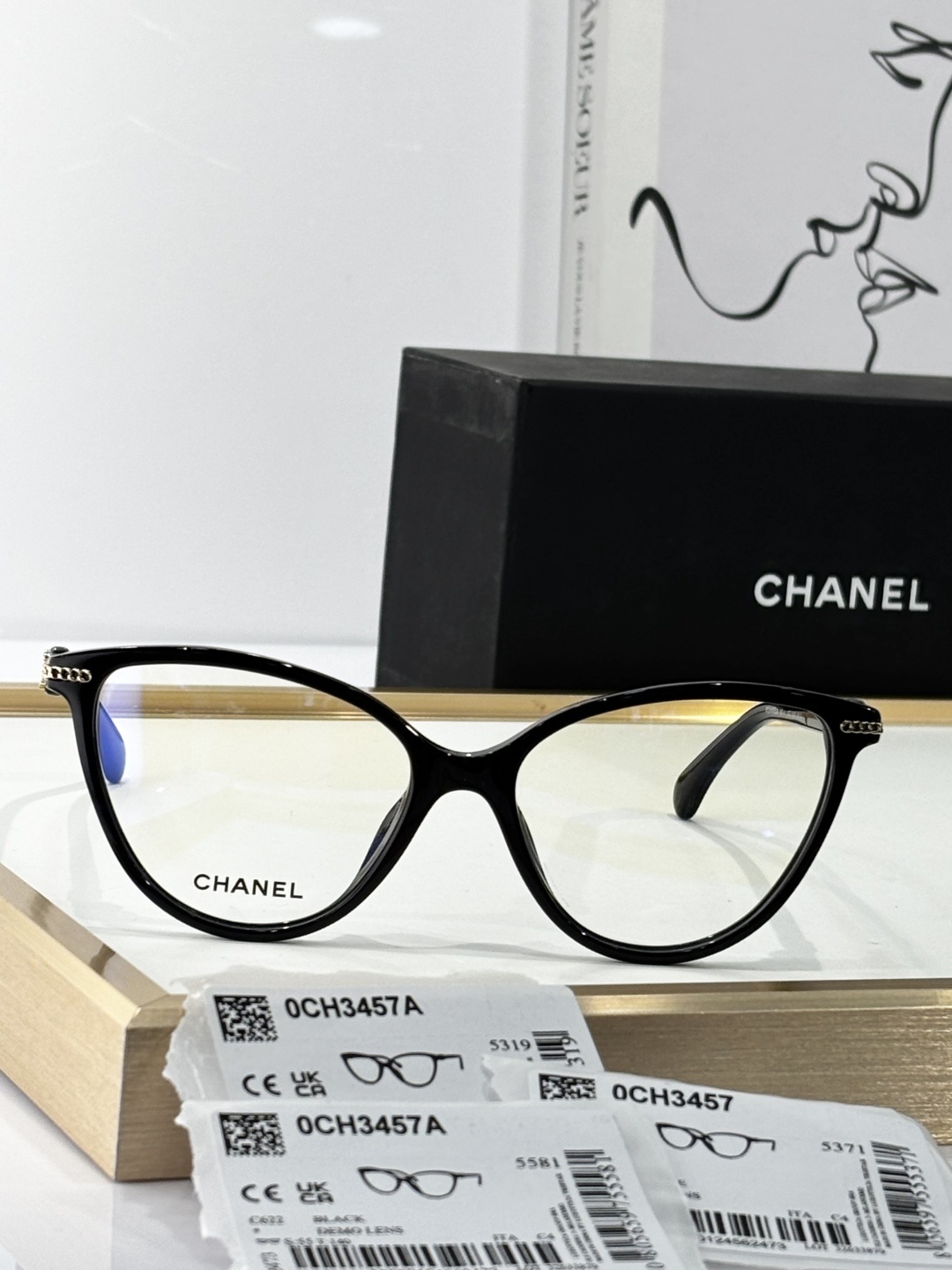 Chanel 0CH3457A Women's Cat-Eye Optical Frames - Elegant Chain Design