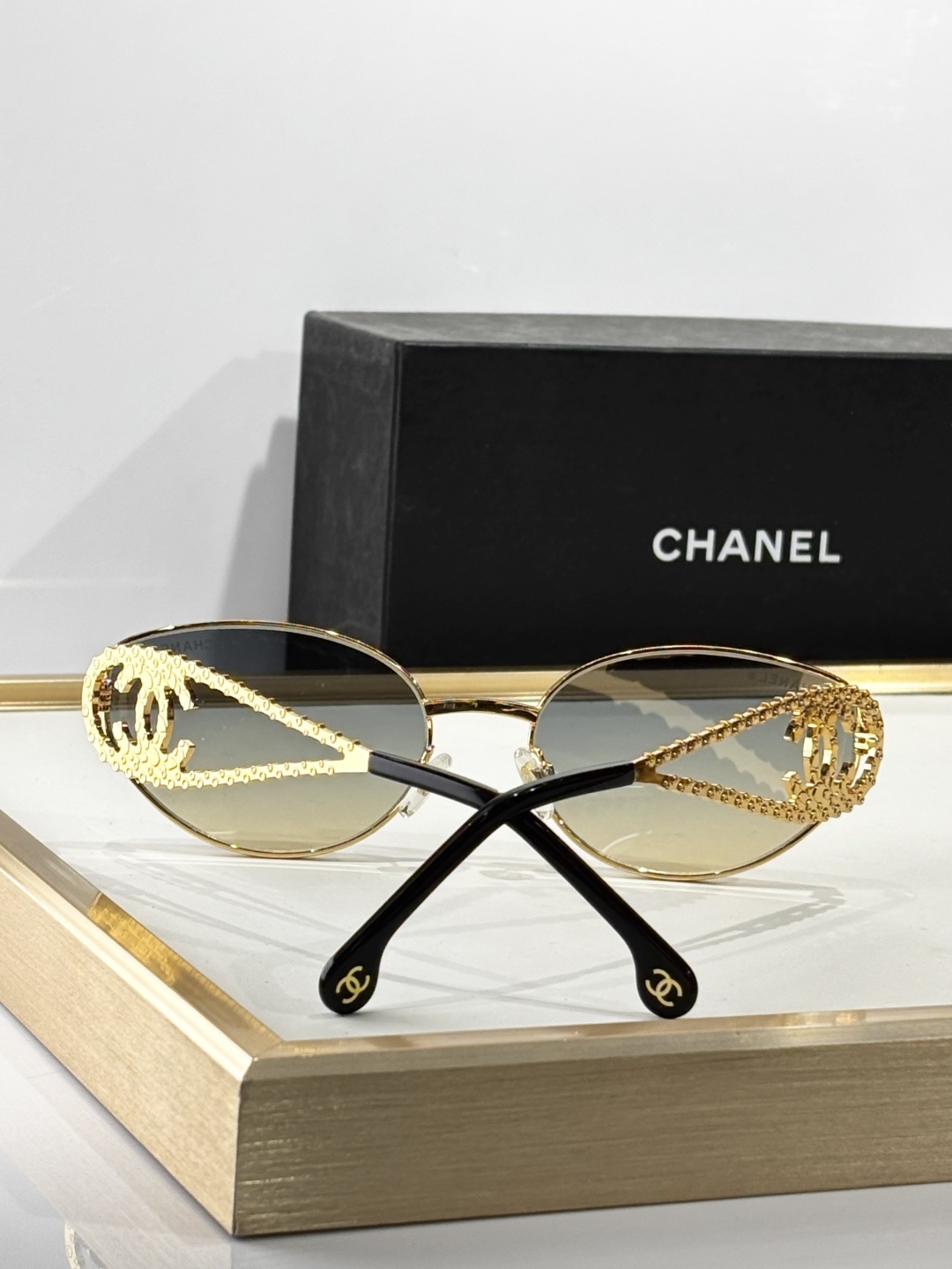Chanel Luxury Women's Sunglasses - Gold Frame with CC Logo