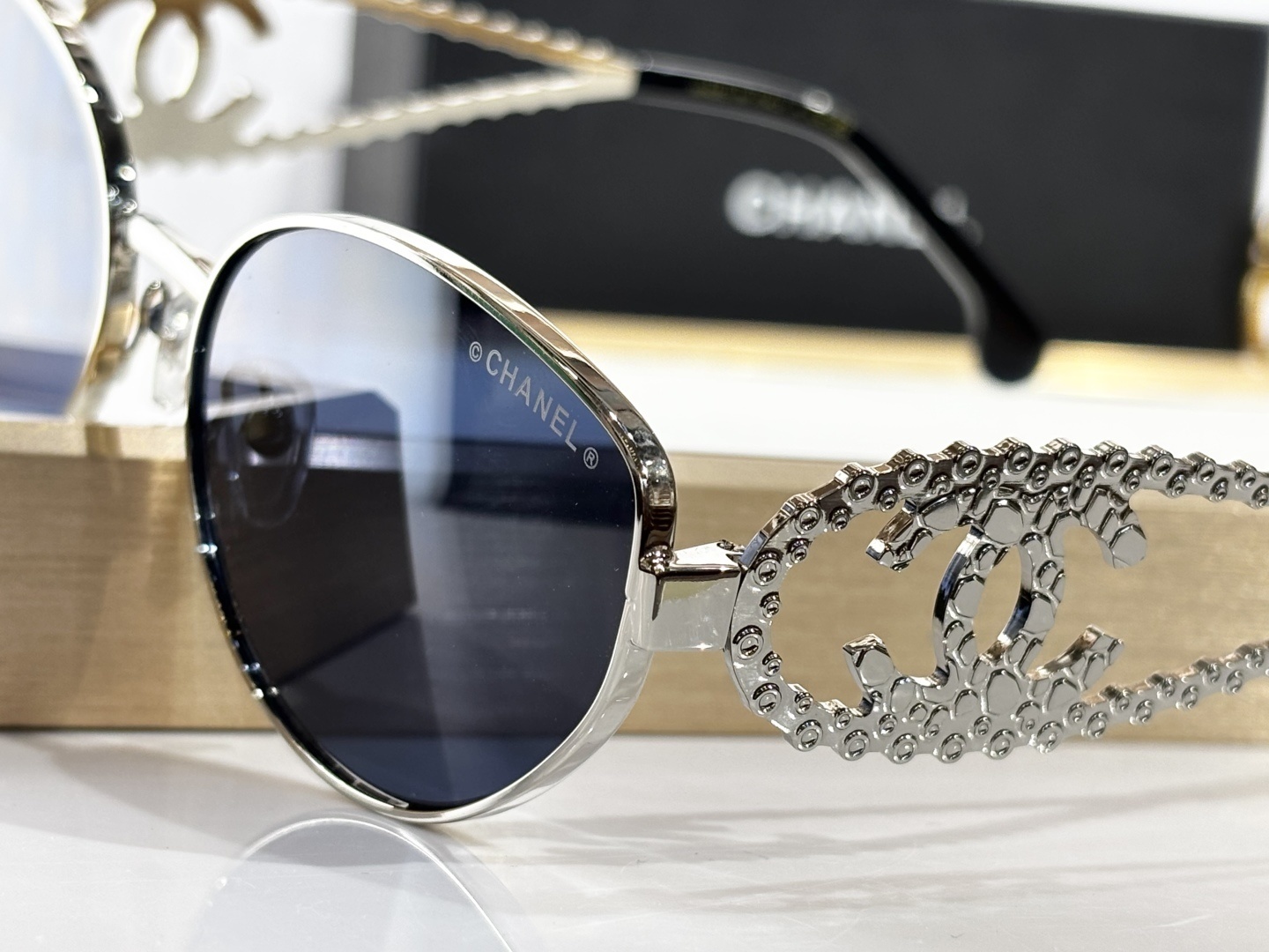 Chanel Luxury Women's Sunglasses - Gold Frame with CC Logo
