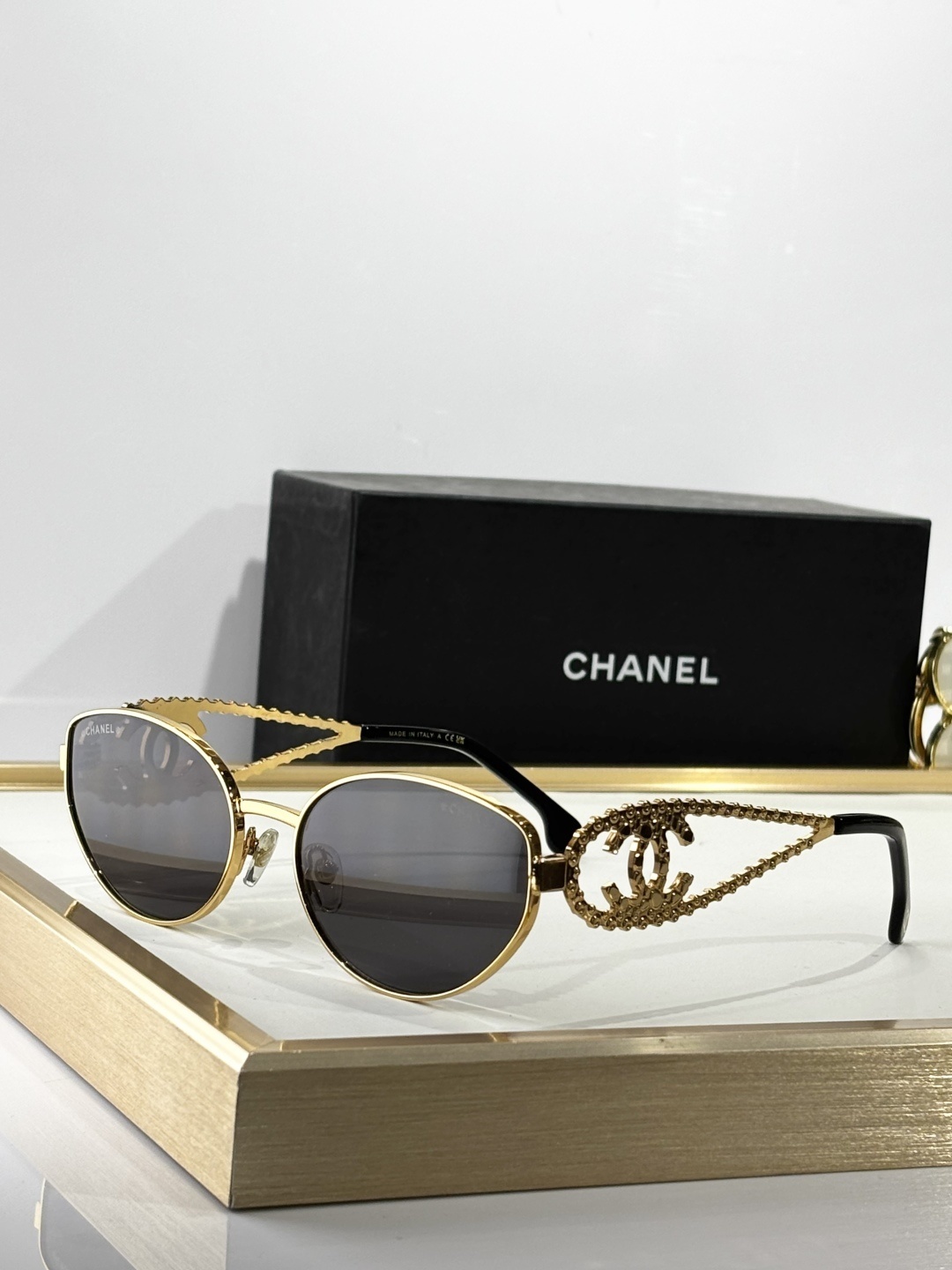 Chanel Luxury Women's Sunglasses - Gold Frame with CC Logo