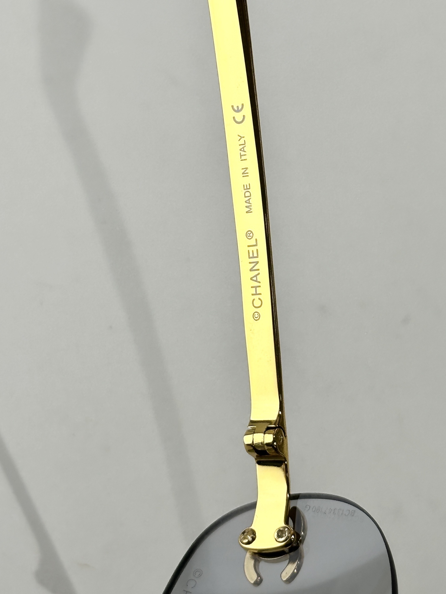 Chanel Rimless Oval Sunglasses - Gold & Crystal CC Logo