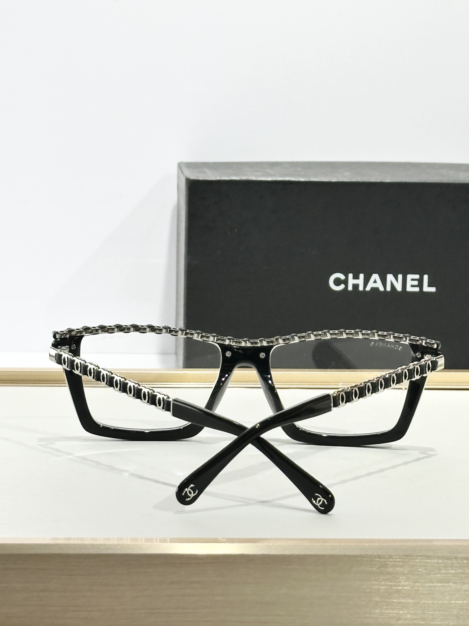 Chanel Chain Detail Rectangular Eyeglasses - Luxury Designer Frames