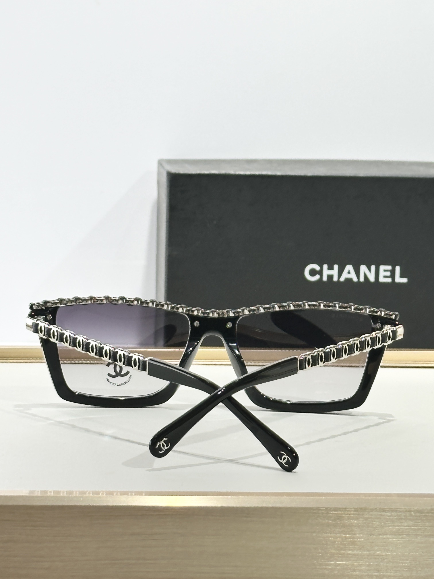 Chanel Luxury Square Chain Sunglasses - Elegant Designer Eyewear