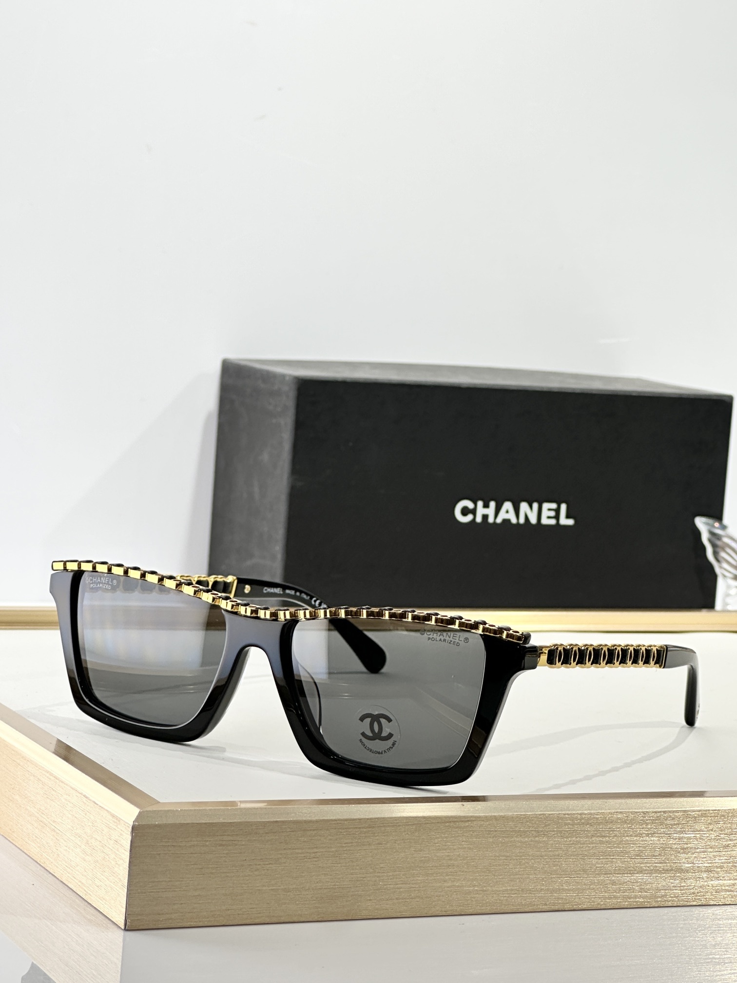 Chanel Luxury Square Chain Sunglasses - Elegant Designer Eyewear