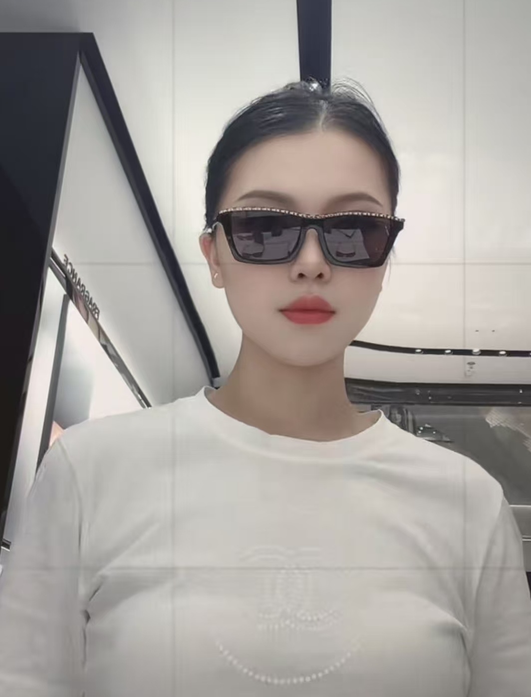 Chanel Luxury Square Sunglasses for Women - Elegant Chain Detail