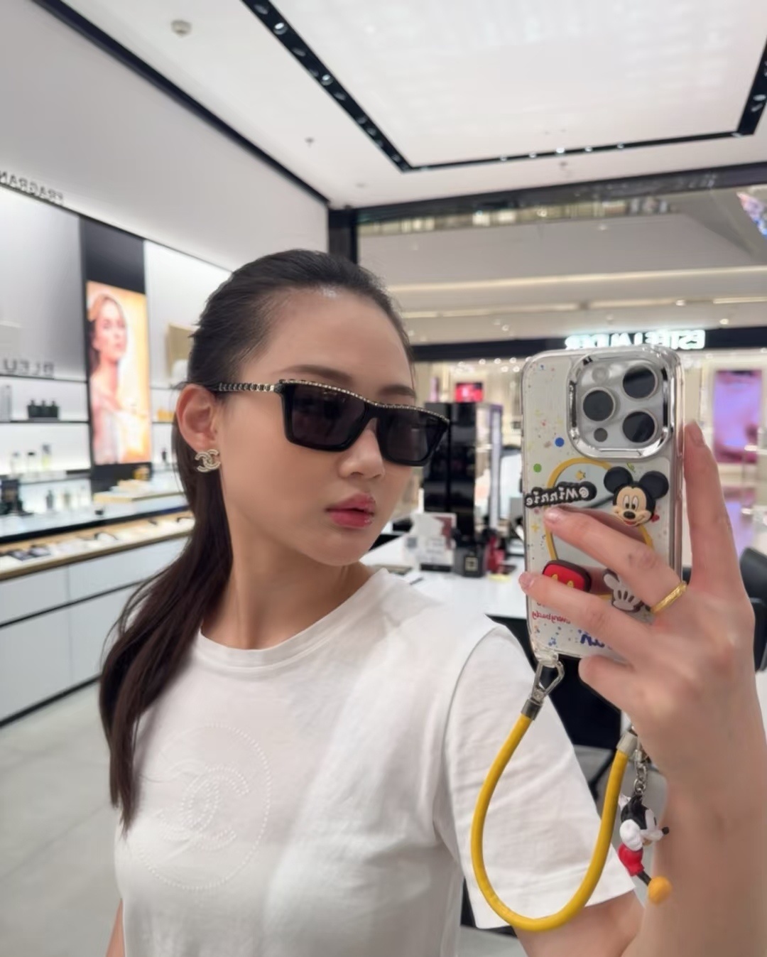 Chanel Luxury Square Sunglasses for Women - Elegant Chain Detail