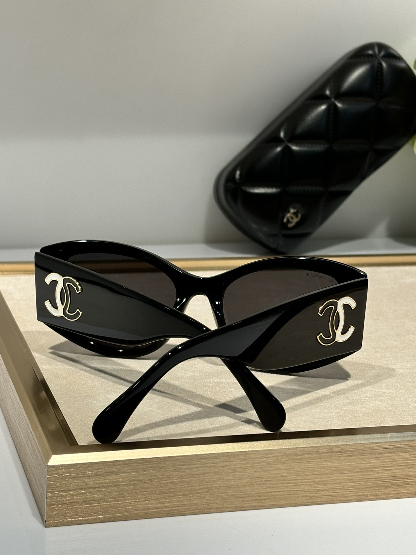 Chanel Black Butterfly Sunglasses with Signature CC Logo - Luxury