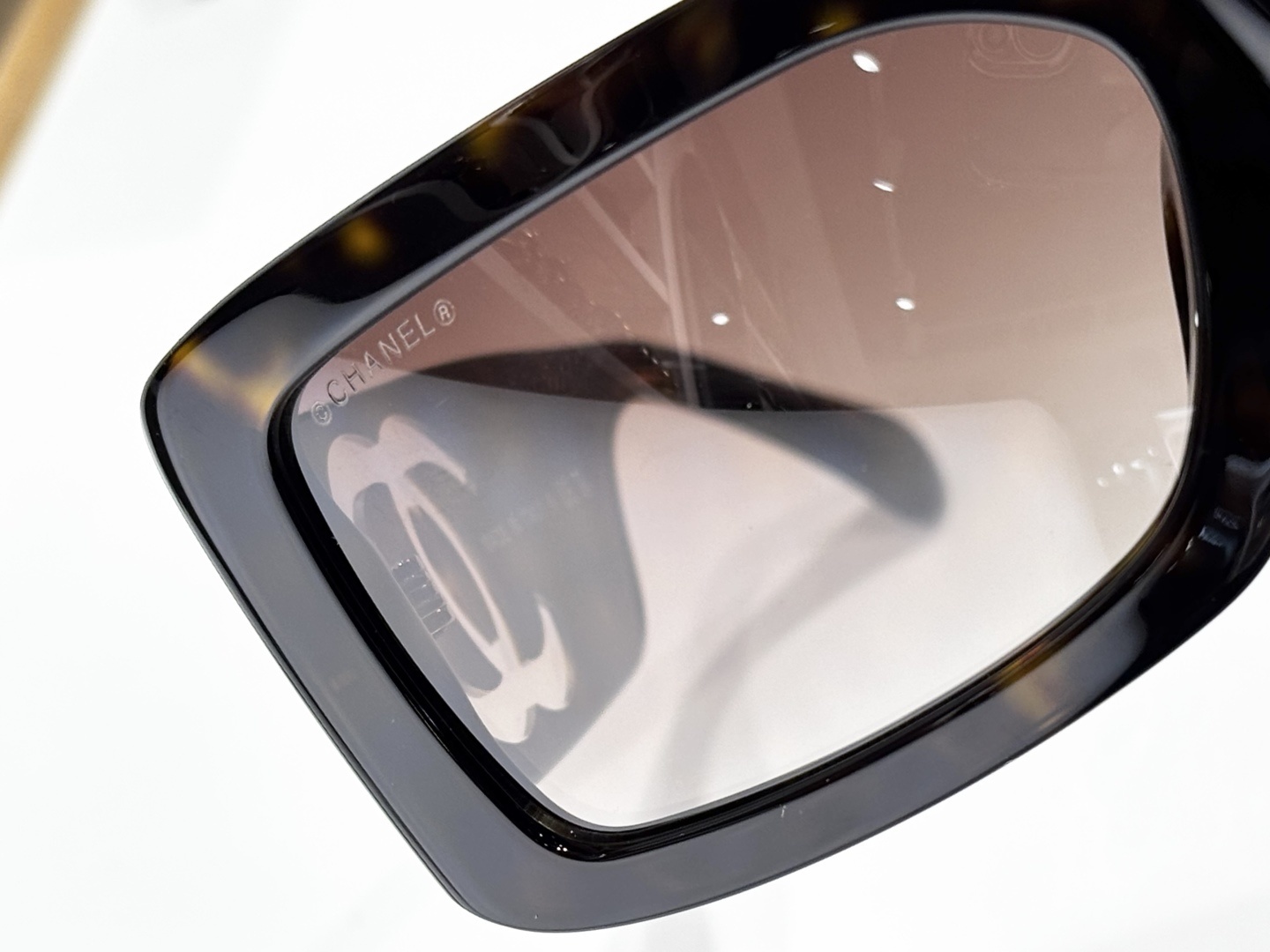 Chanel CH5526 Havana Tea Square Sunglasses with Iconic CC Logo