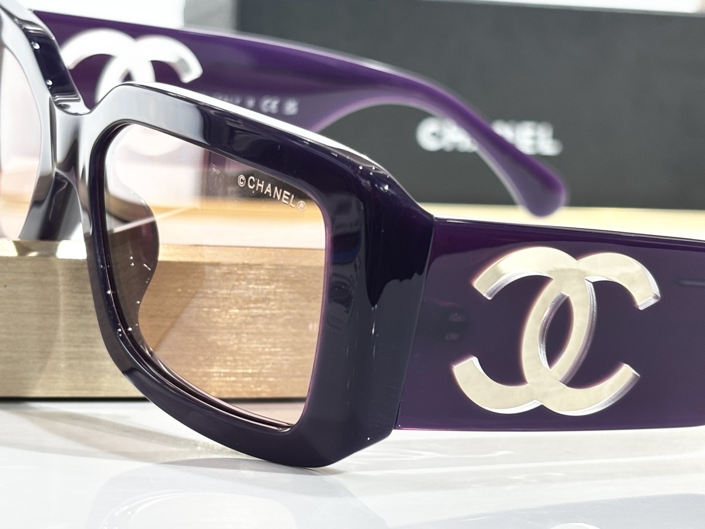 Chanel CH5526 Purple Rectangle Sunglasses - Pink Blue Light Filter