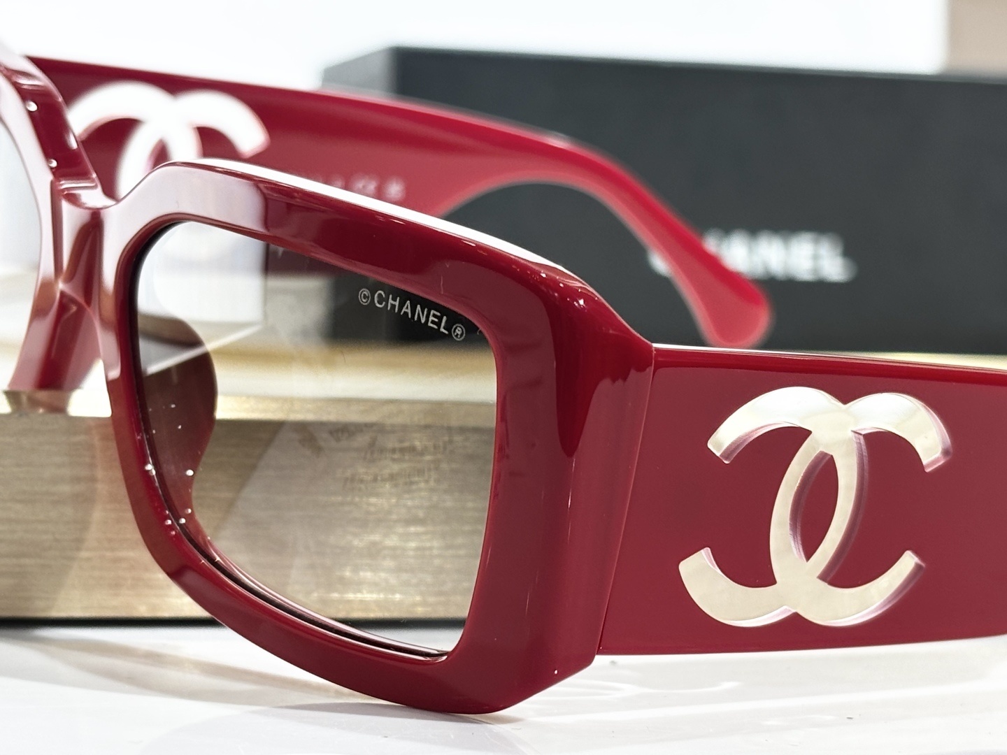 Chanel CH5526 Red Square Sunglasses with Blue Light Filter Lenses