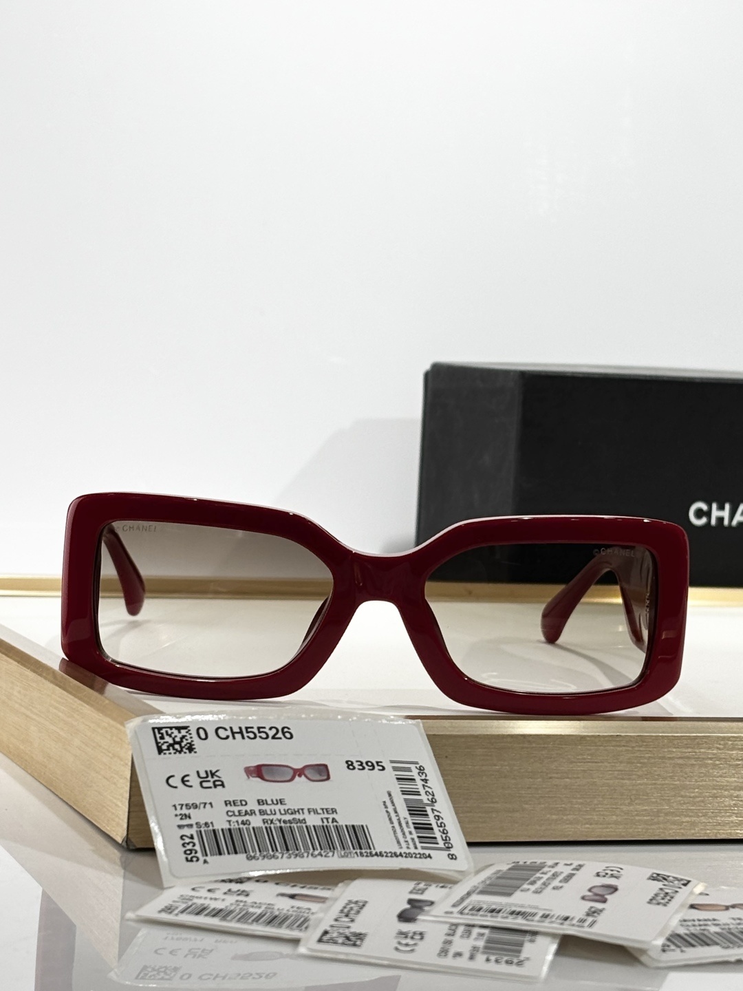 Chanel CH5526 Red Square Sunglasses with Blue Light Filter Lenses