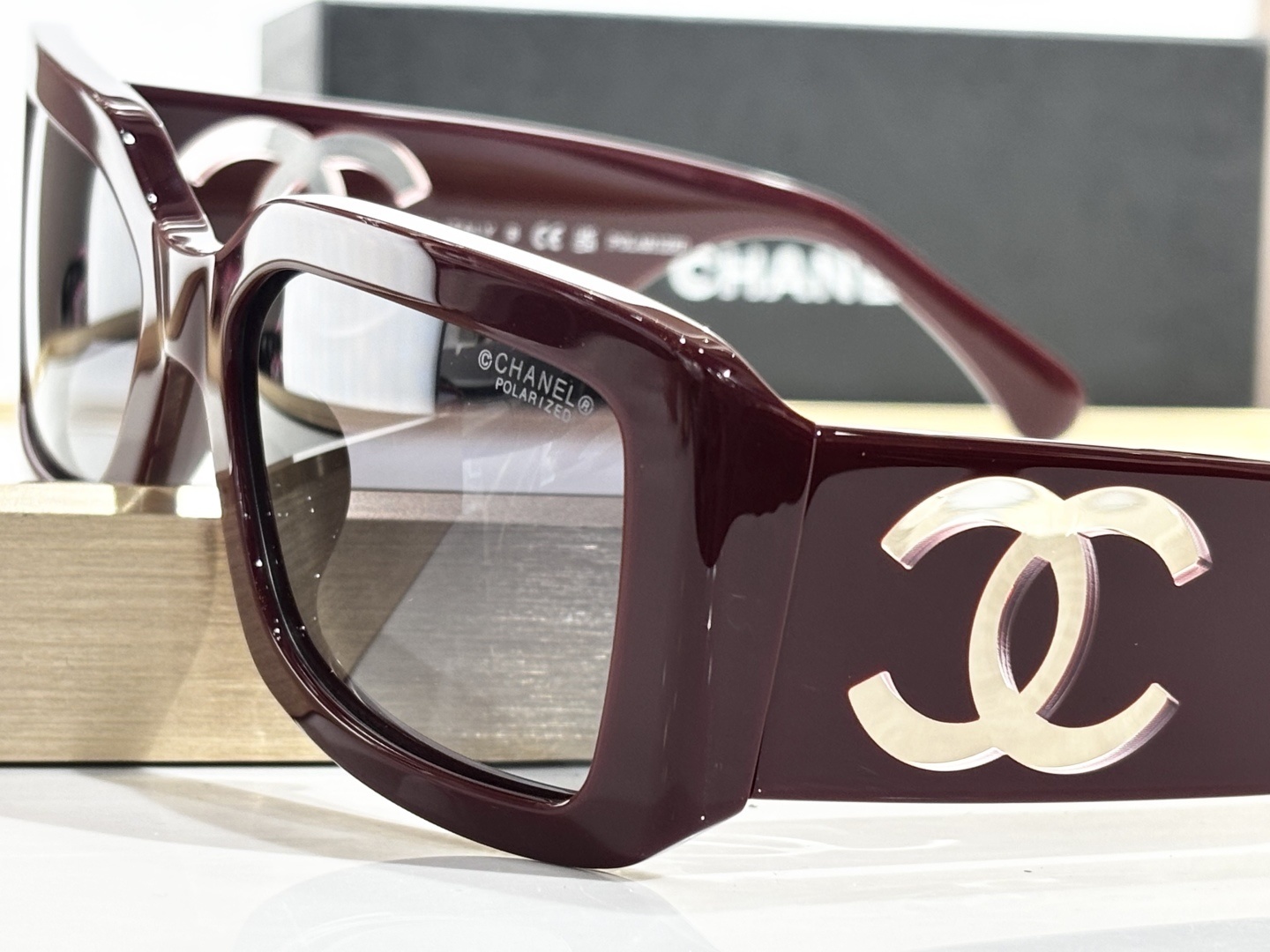 Chanel CH5526 Rectangular Burgundy Sunglasses with CC Logo