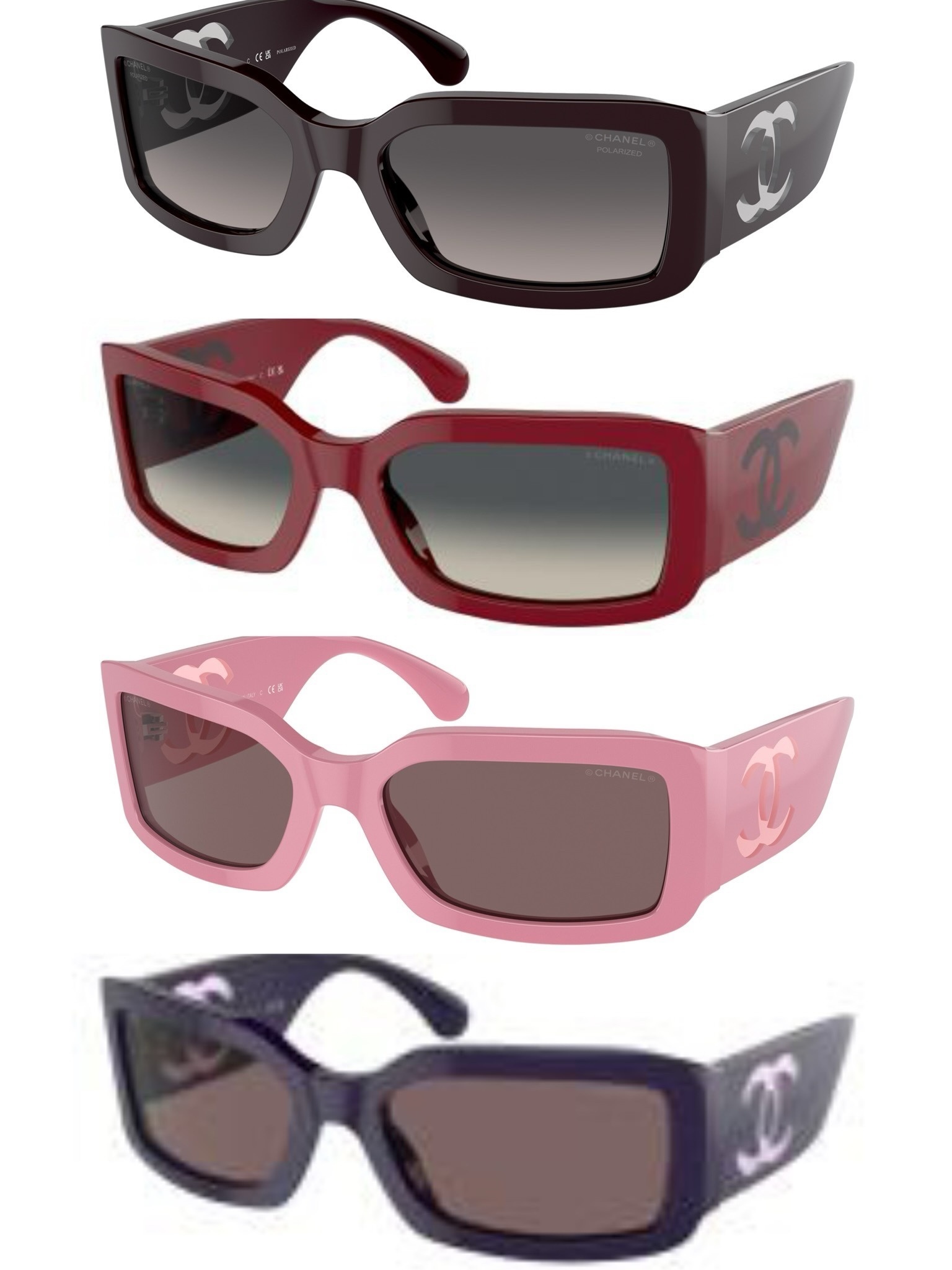 Chanel Luxury Rectangular Sunglasses - Bold CC Logo Designer Eyewear