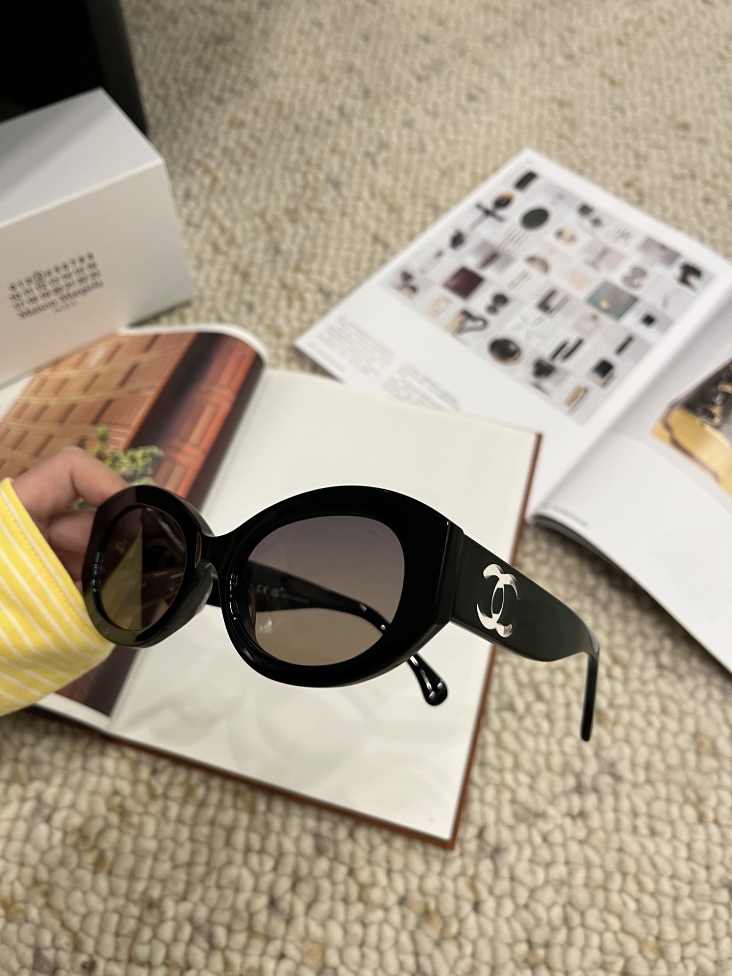 Chanel Black Oval Sunglasses with Signature CC Logo - Luxury Eyewear