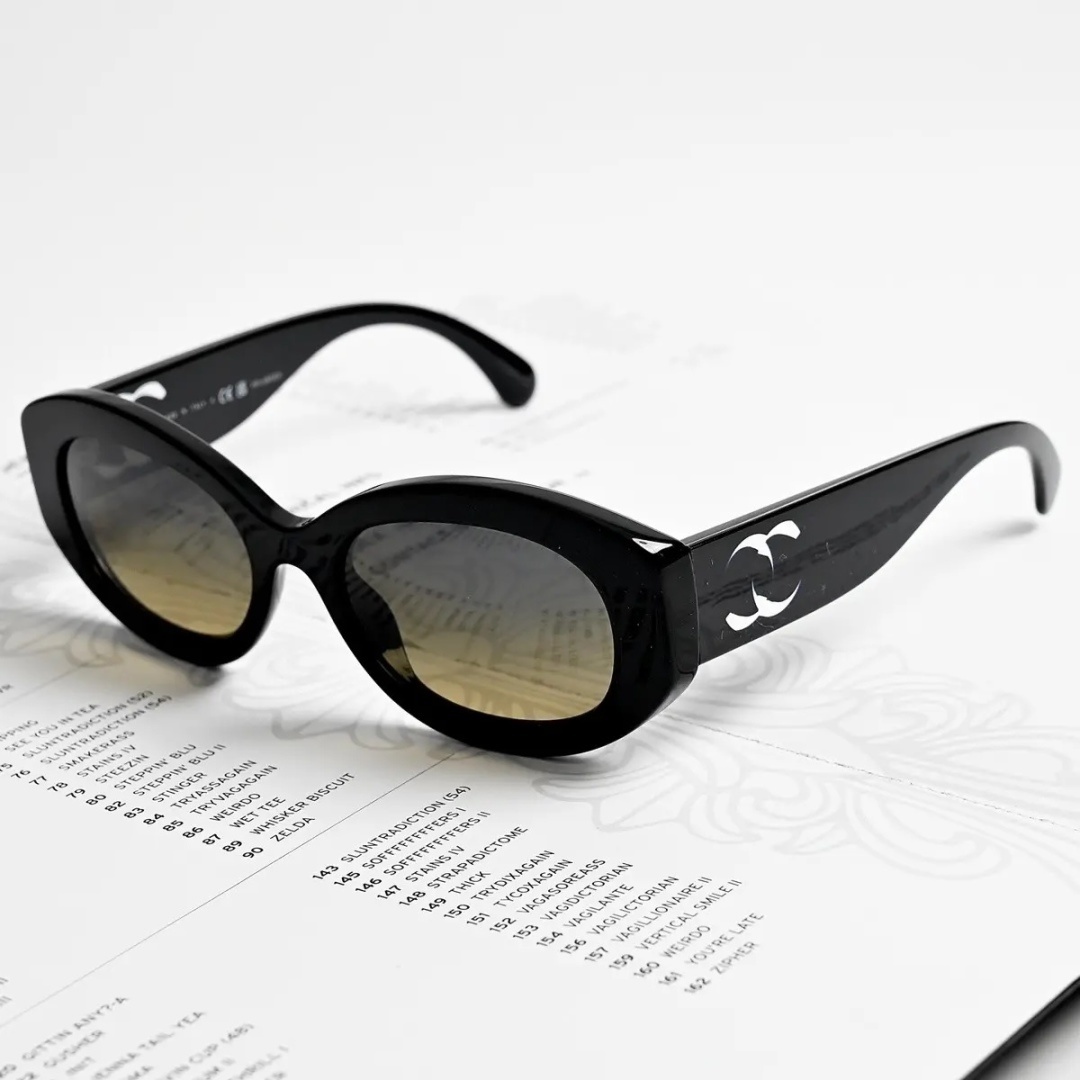 Chanel Luxury Oval Sunglasses with Polarized Gradient Lenses